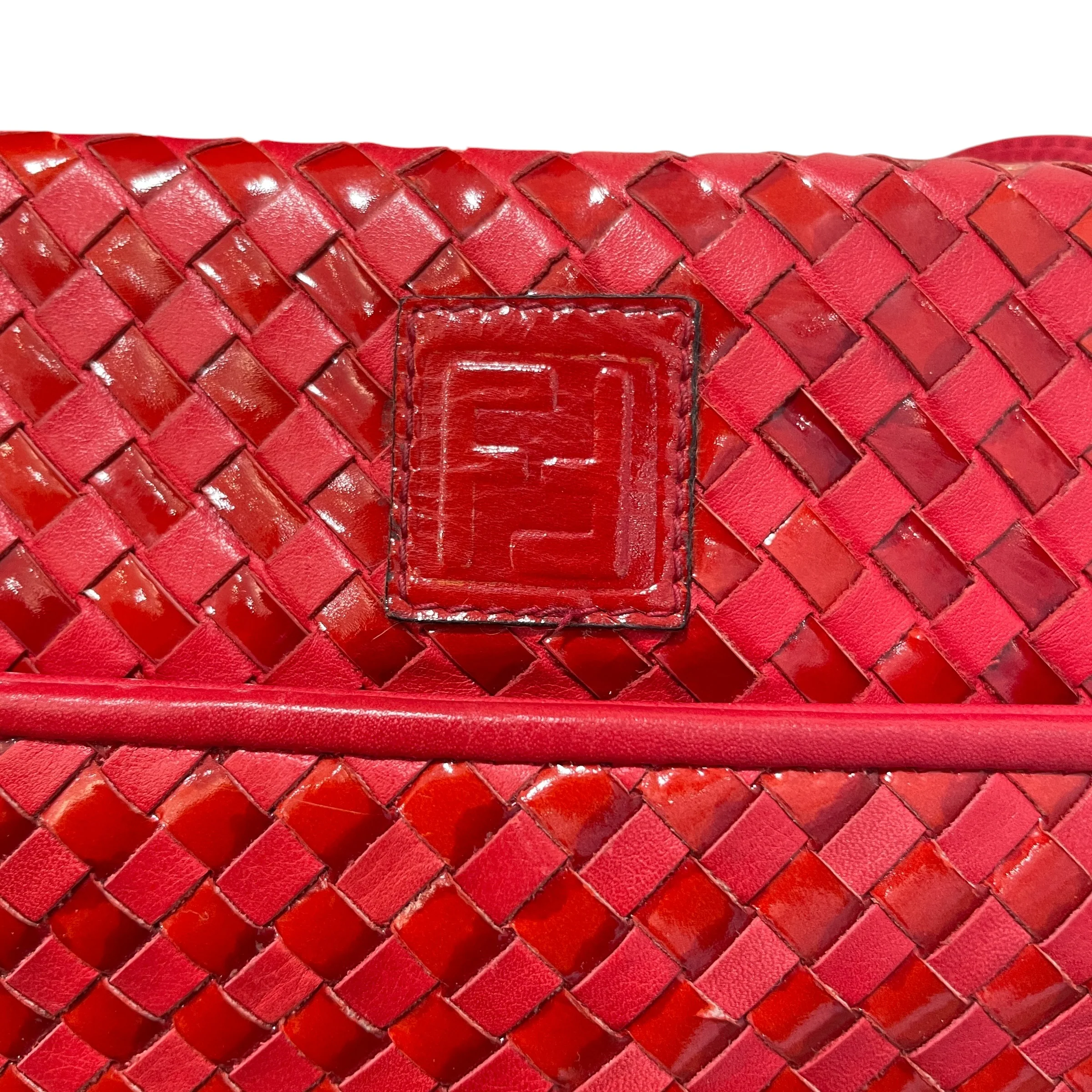 FENDI/Cross Body Bag/Leather/RED/ Vintage Woven Bag
