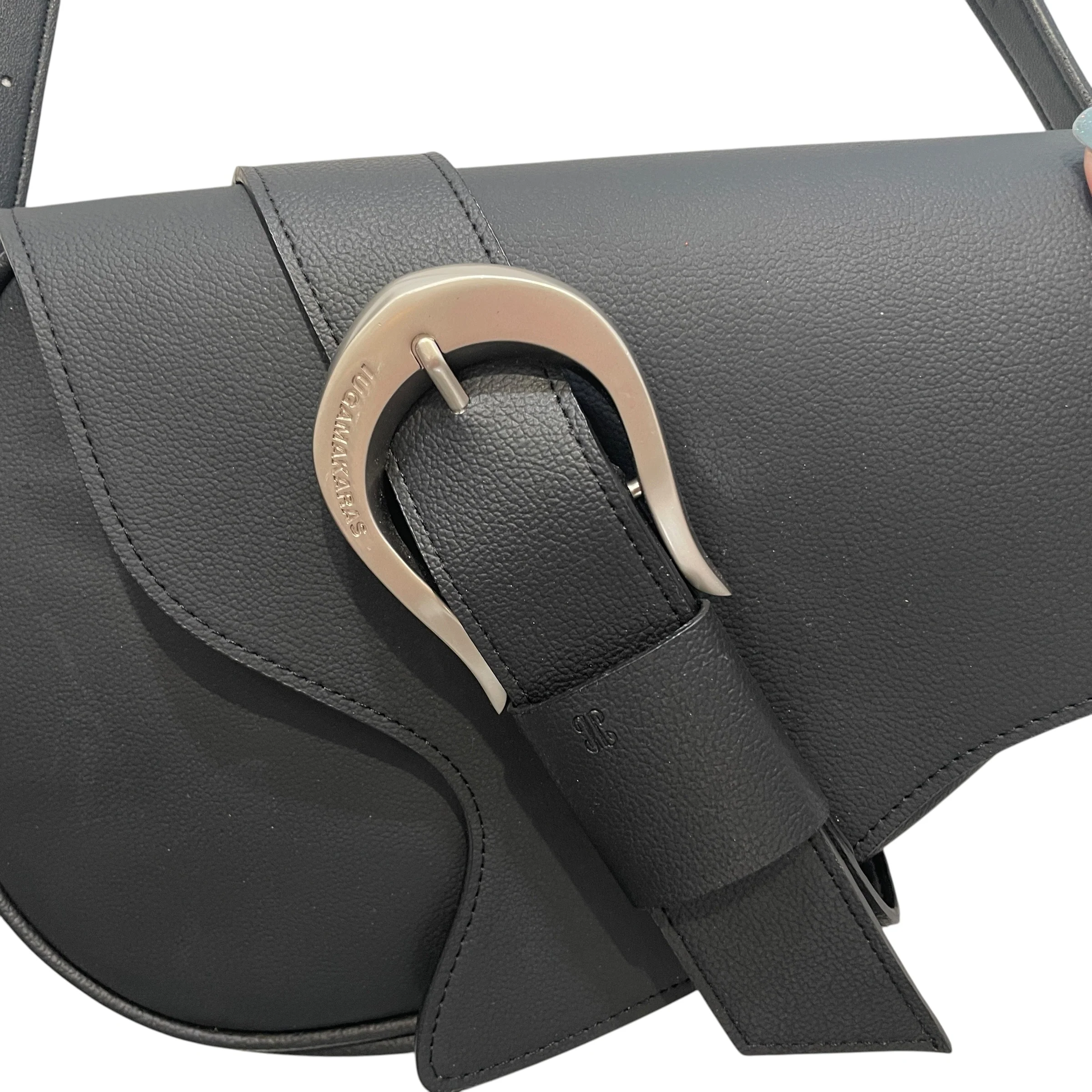 IUGAMAKARAS/Cross Body Bag/Leather/BLK/Horseshoe Buckle Holster Bag