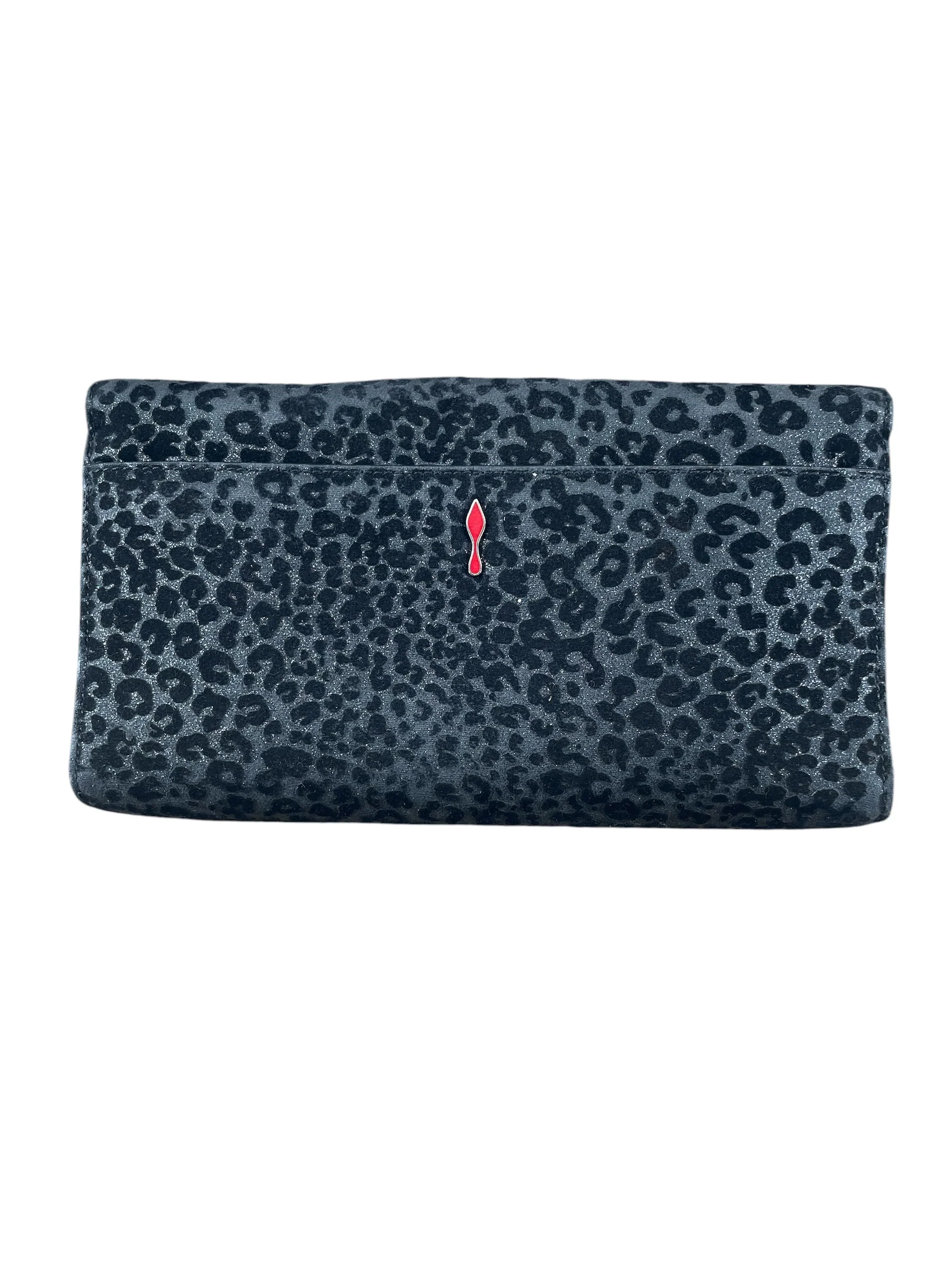 Christian Louboutin/Clutch Bag/Animal Pattern/BLK/BLK GLITTER LEOPARD CLUTCH BAG