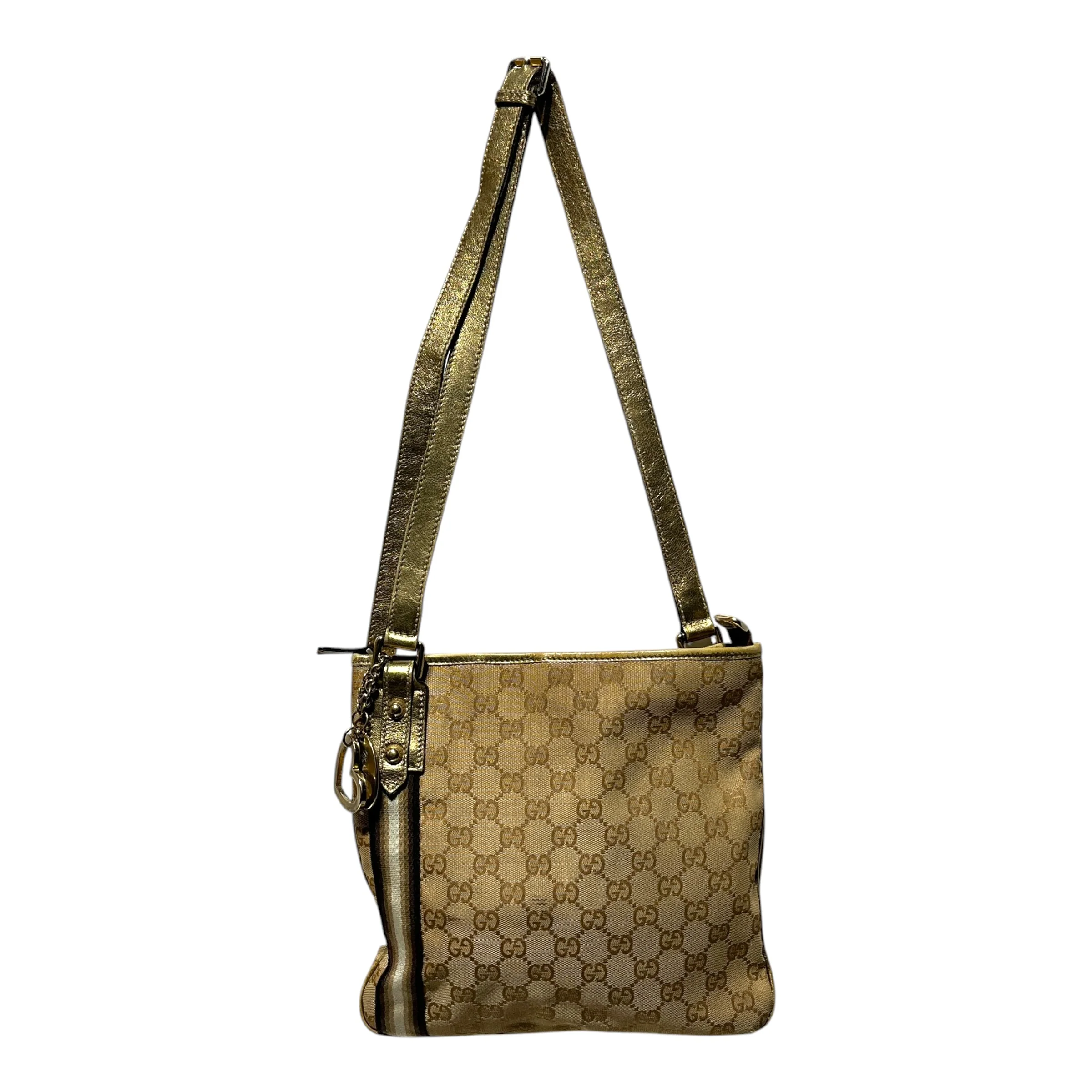 GUCCI/Cross Body Bag/Monogram/Cotton/KHK/HEART CHARM