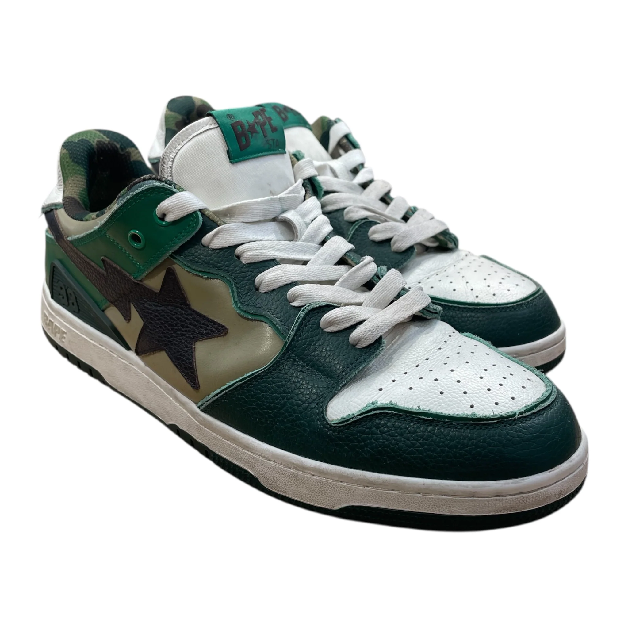 BAPE STA!/Low-Sneakers/US 13/Leather/GRN/