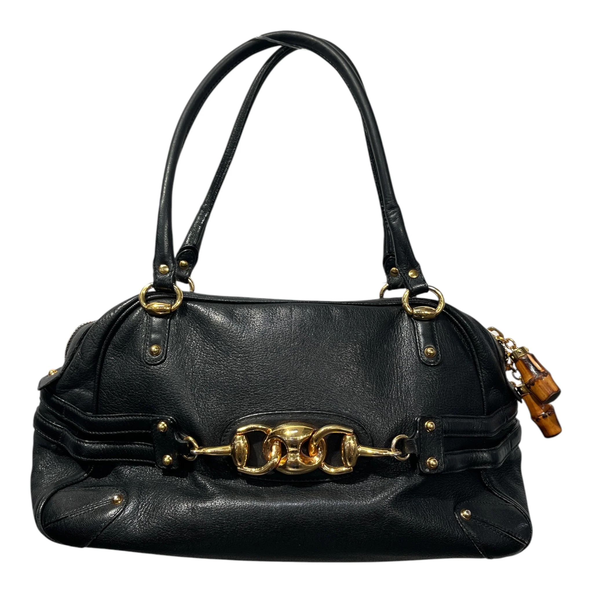 GUCCI/Hand Bag/Leather/BLK/HORSEBIT WAVE SHOULDER BAG