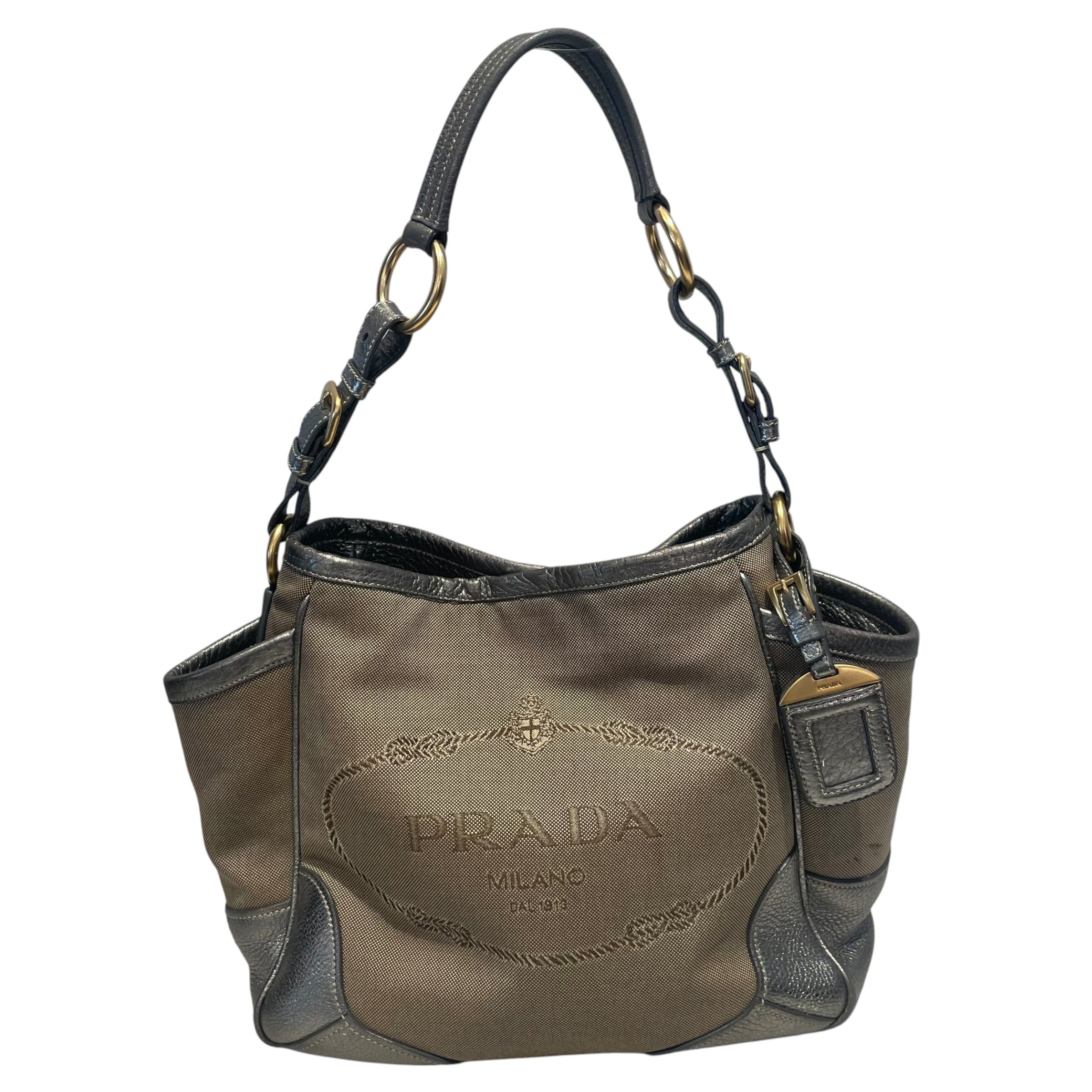 PRADA/Hand Bag/Leather/BRW/Jacquard
