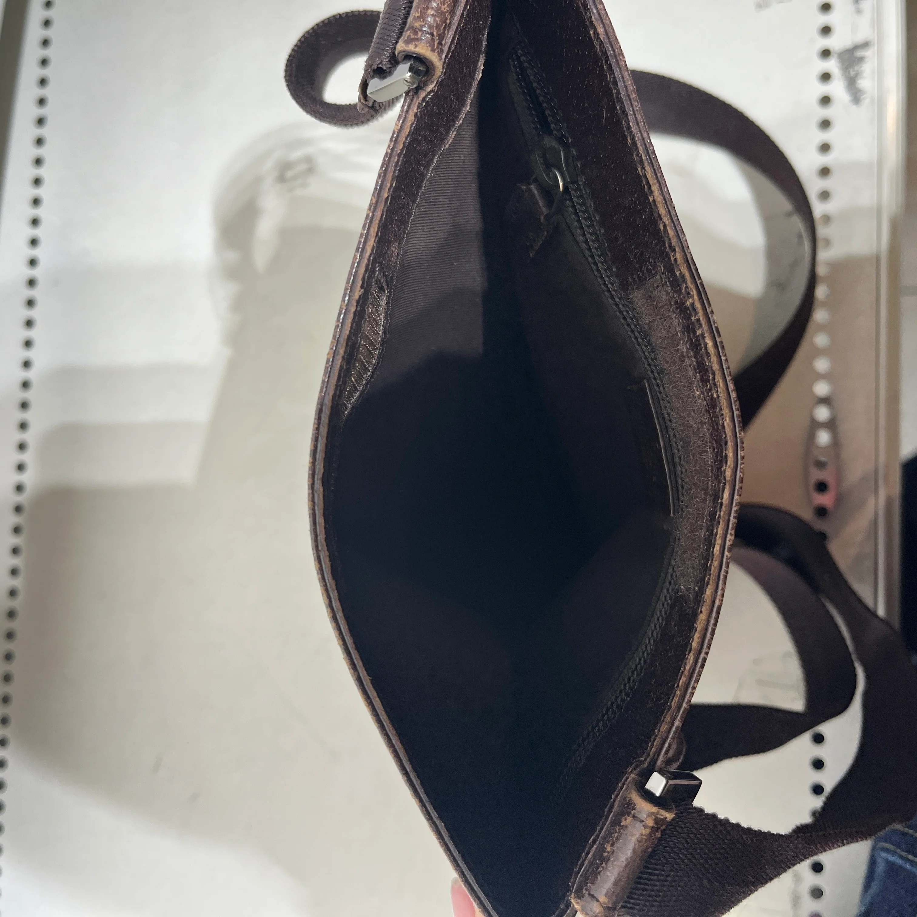 GUCCI/Cross Body Bag/Monogram/Cotton/BRW/VINTAGE CROSSBODY