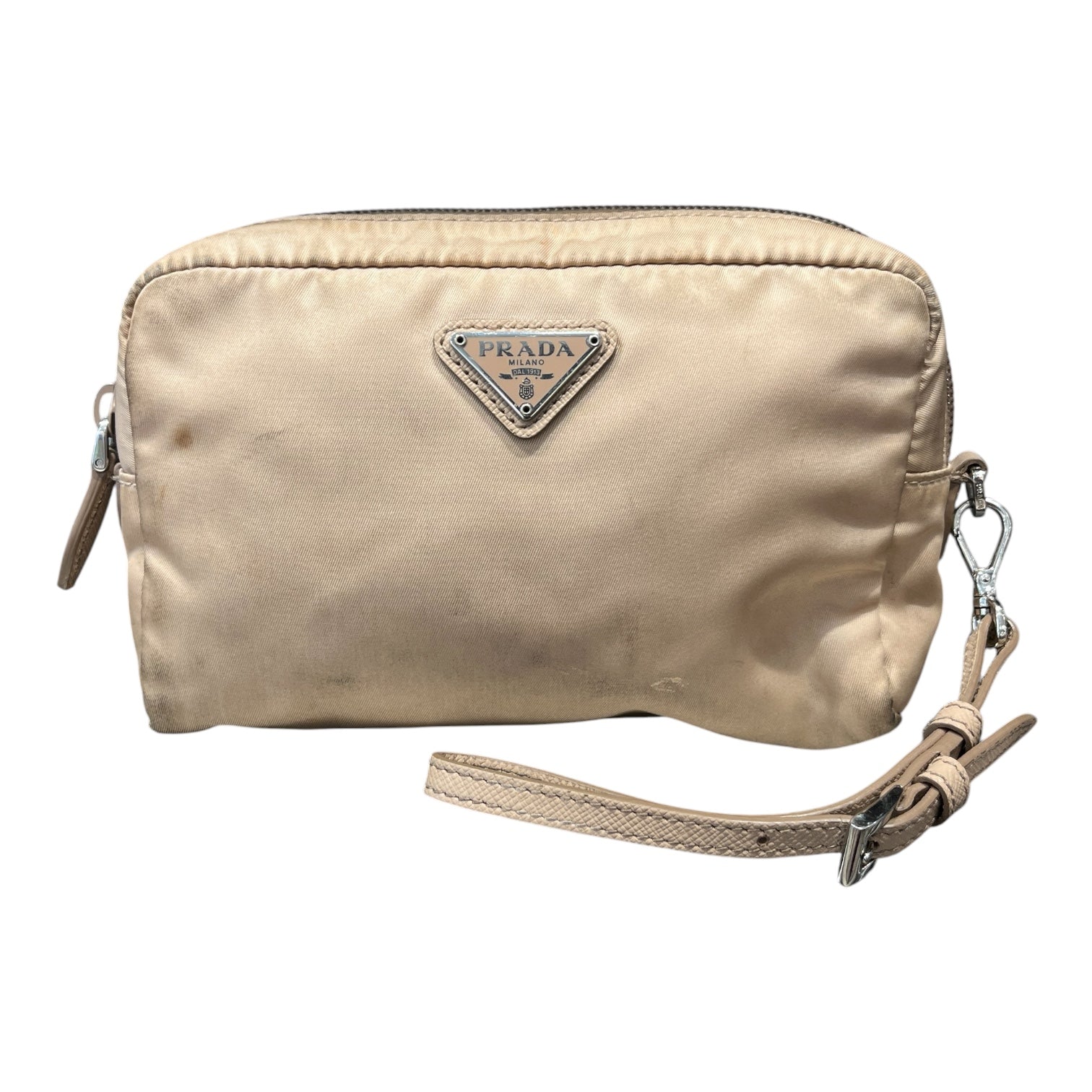 PRADA/Clutch Bag/Nylon/BEG/Re-edition Nylon Pouch