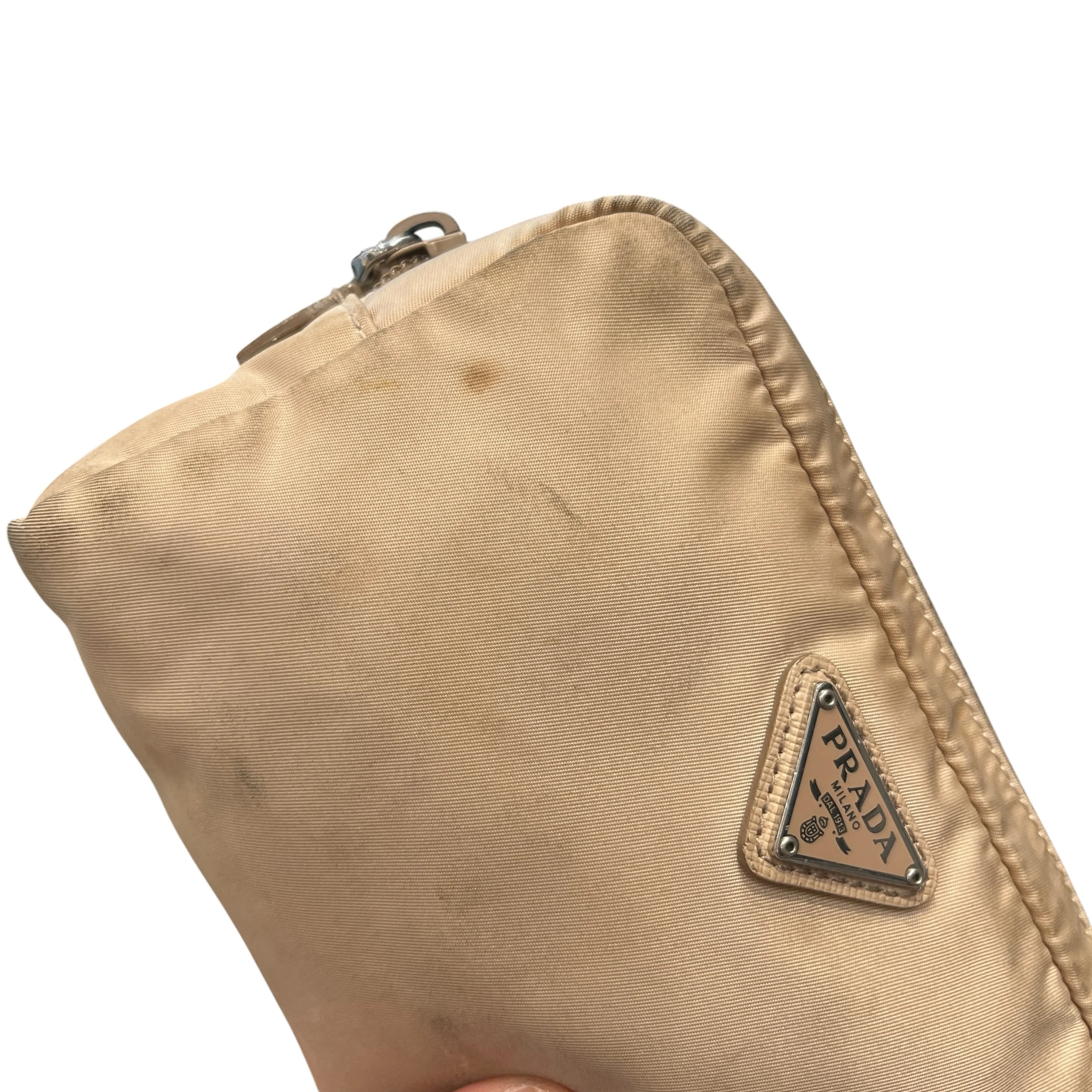 PRADA/Clutch Bag/Nylon/BEG/Re-edition Nylon Pouch
