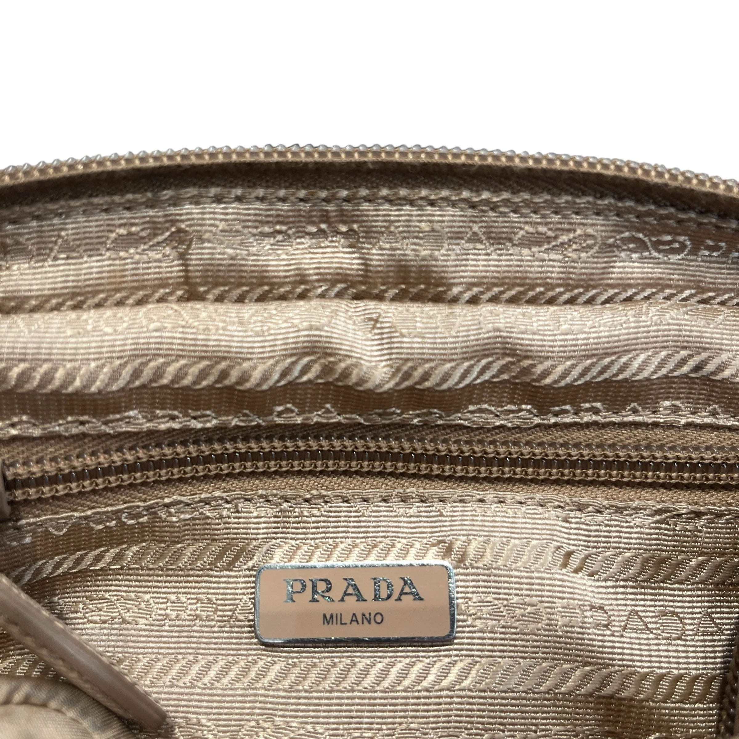 PRADA/Clutch Bag/Nylon/BEG/Re-edition Nylon Pouch