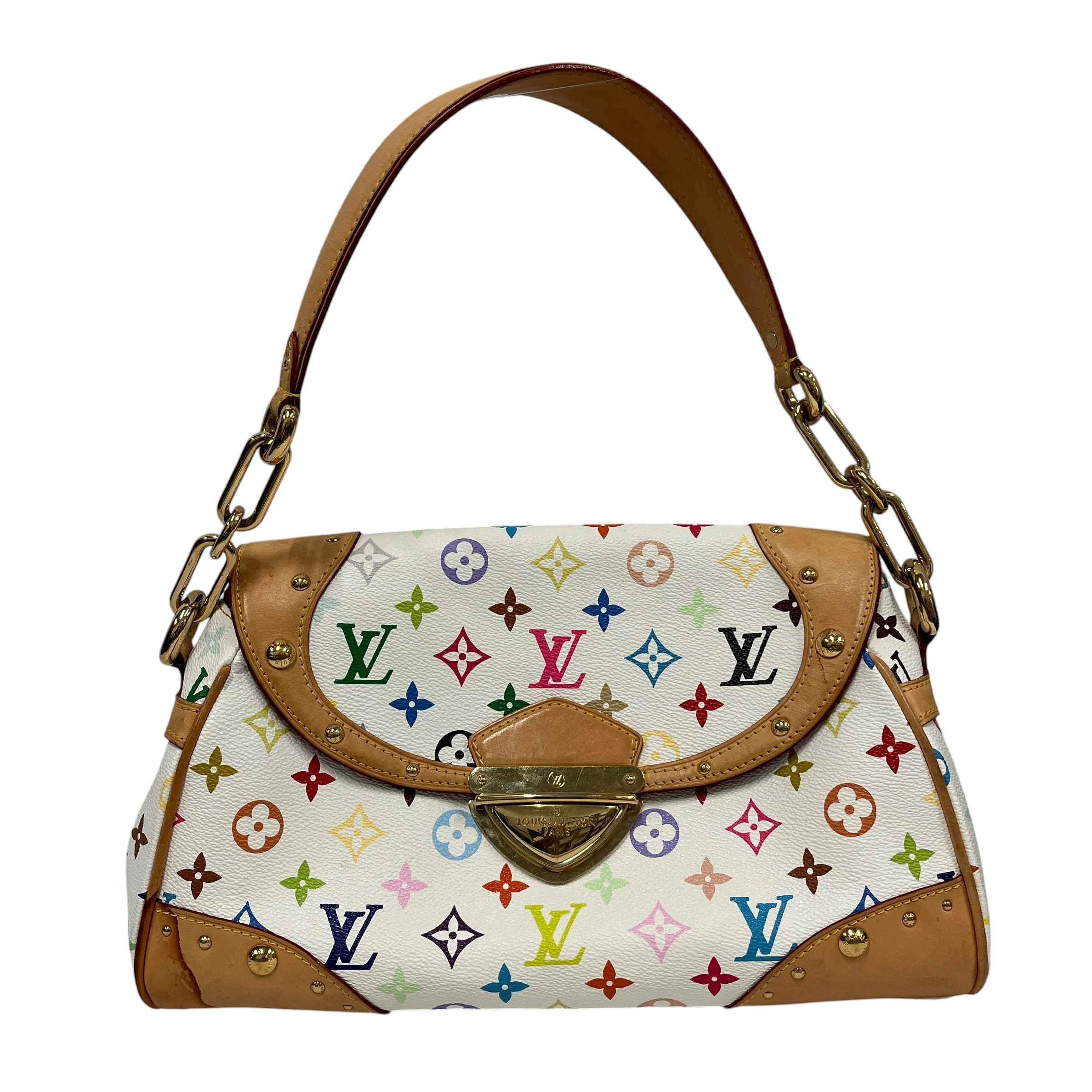 LOUIS VUITTON/Hand Bag/Monogram/Leather/WHT/BEVERLY BAG MM