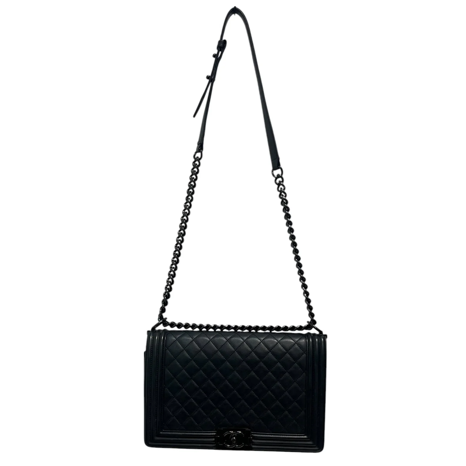 CHANEL/Bag/Lambskin/BLK/BOY FLAP QUILTED BLACKHARDWARE
