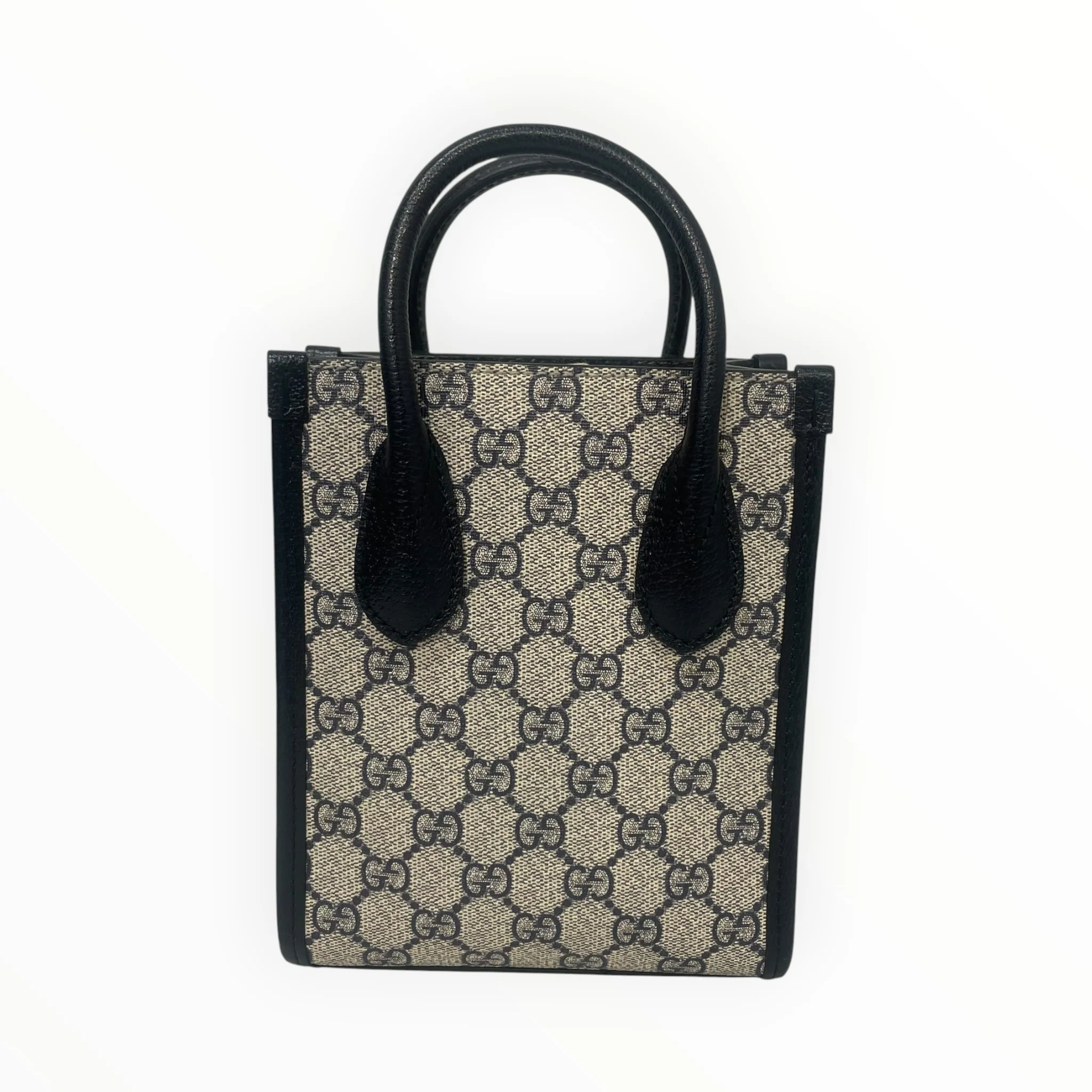 GUCCI/Cross Body Bag/Monogram/Leather/NVY/G SUPREME MINI INTERLOCKING G