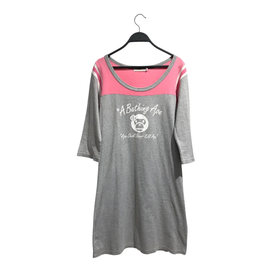 A BATHING APE/Cut & Sew/S/Cotton/PNK/T-SHIRT DRESS