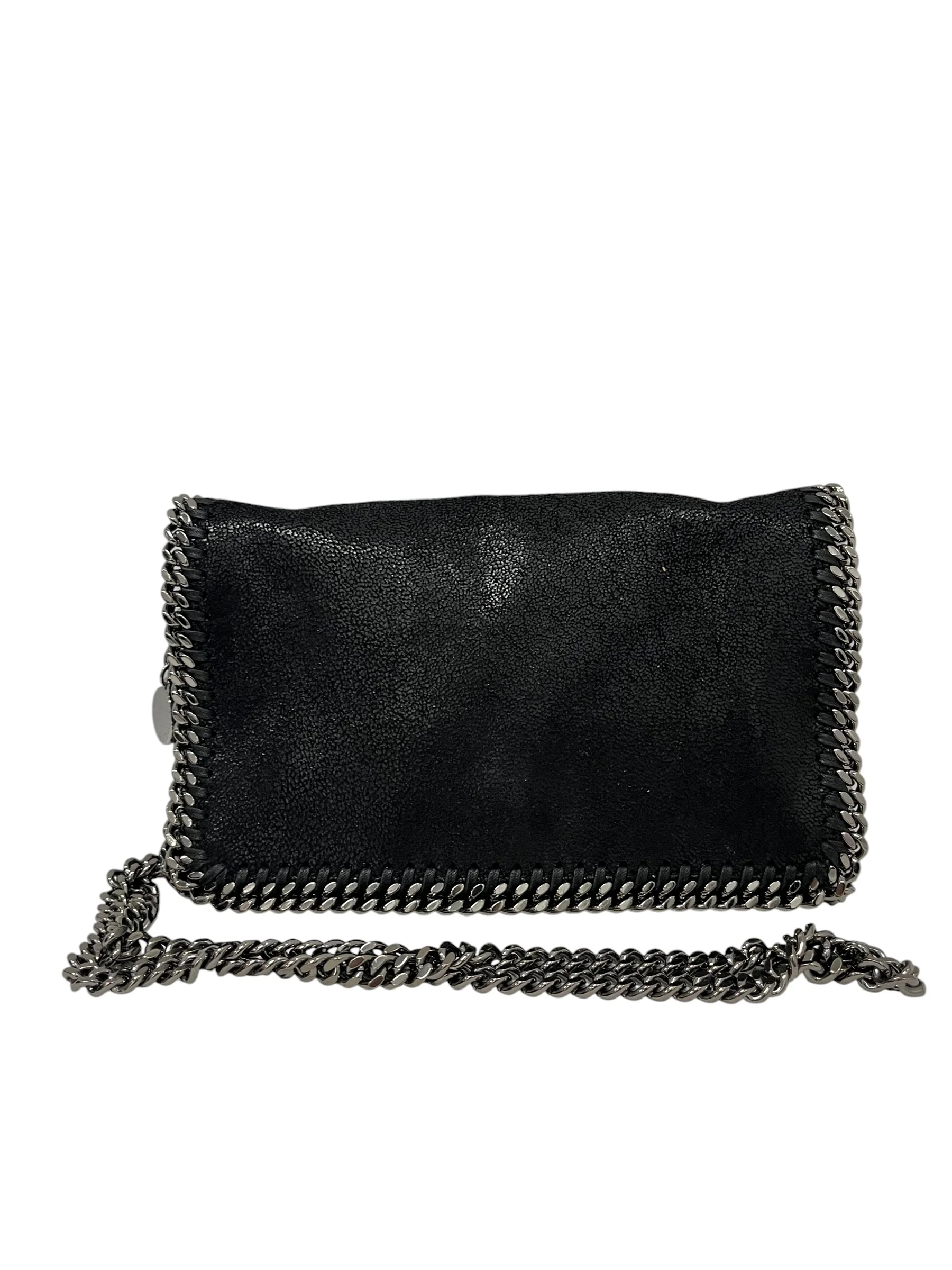 STELLAMcCARTNEY/Cross Body Bag/Suede/BLK/CUBAN CHAIN TRIM