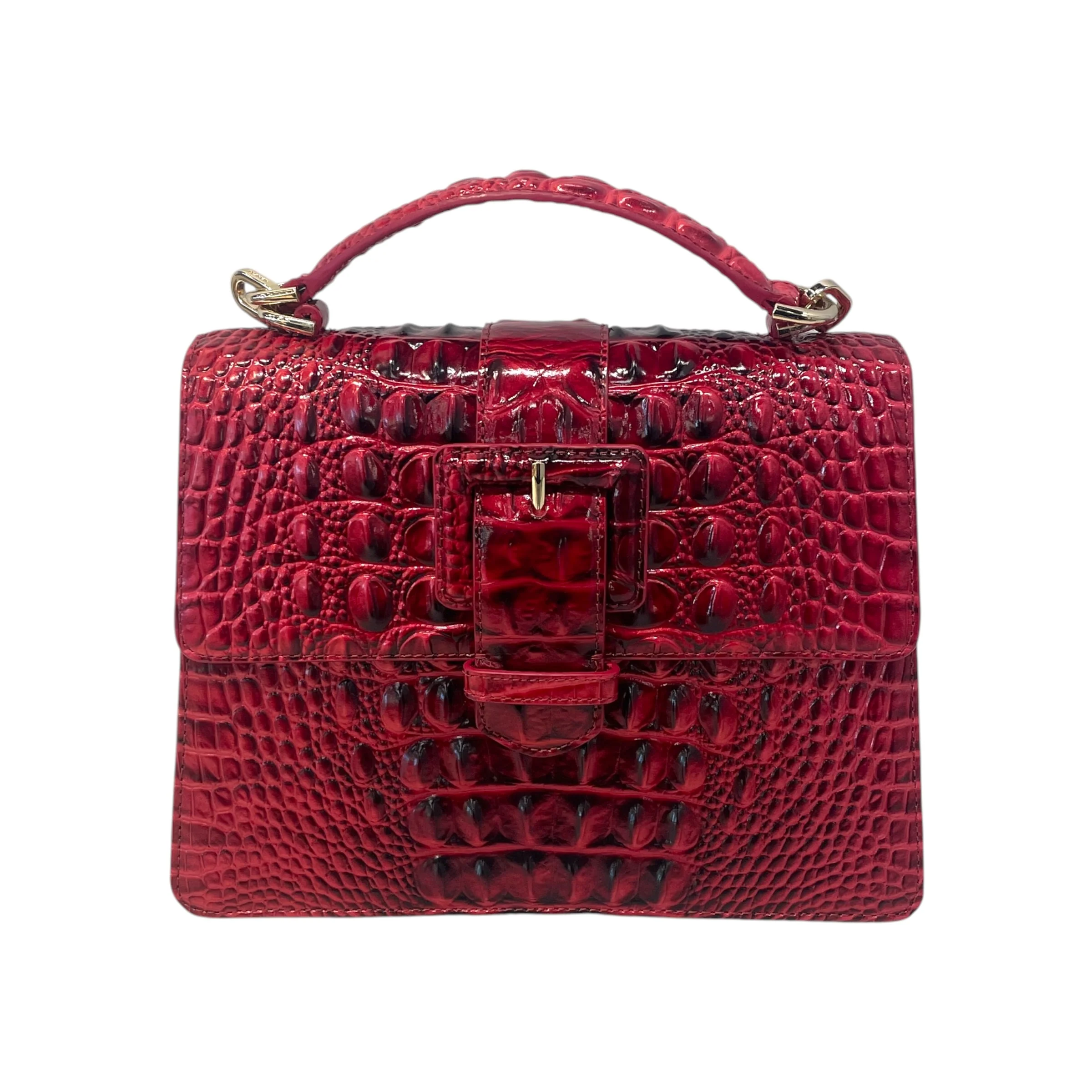Brahmin/Hand Bag/Animal Pattern/Leather/RED/Small Hallie in Merlot