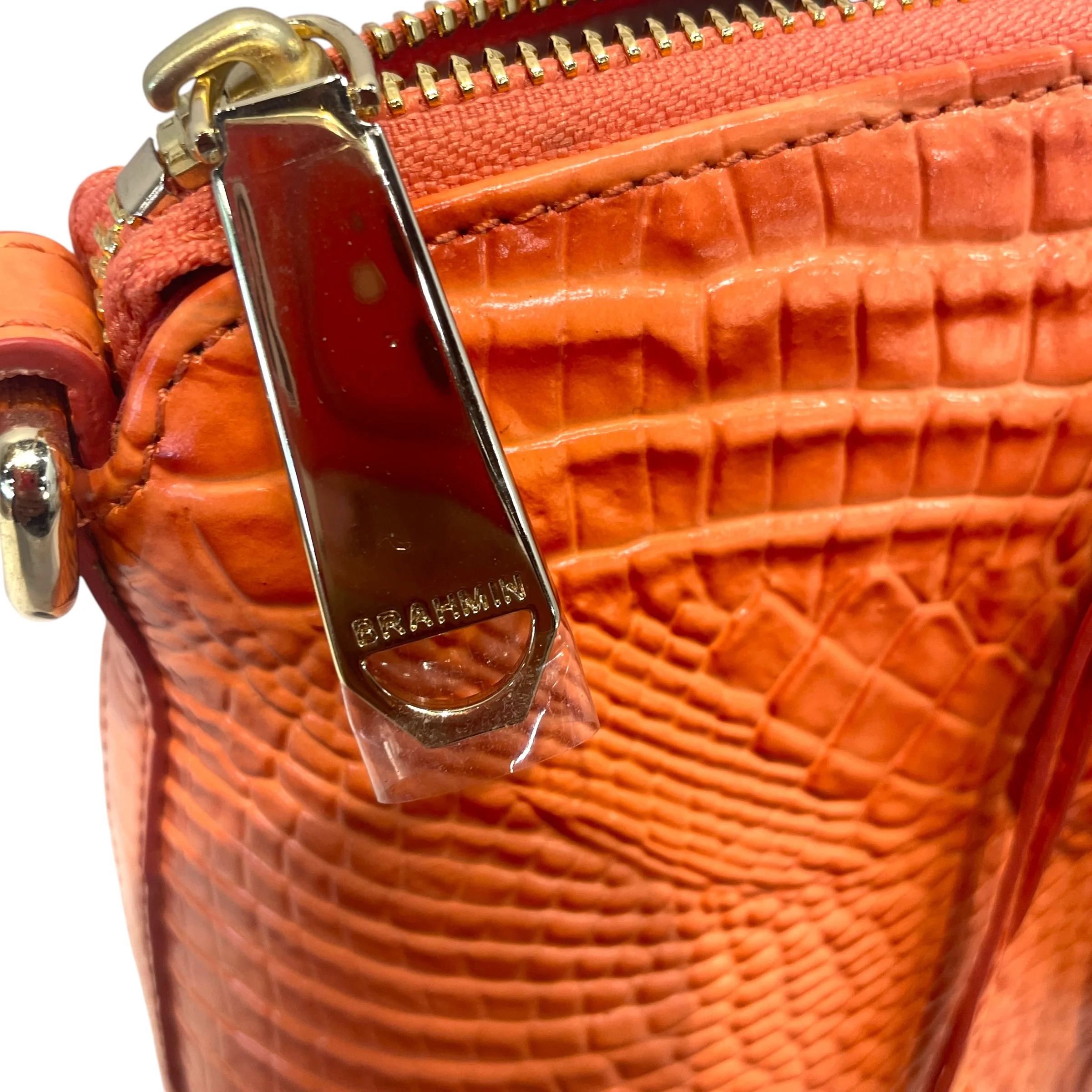 Brahmin/Cross Body Bag/Animal Pattern/Leather/PNK/Duxbury Satchel in Peach