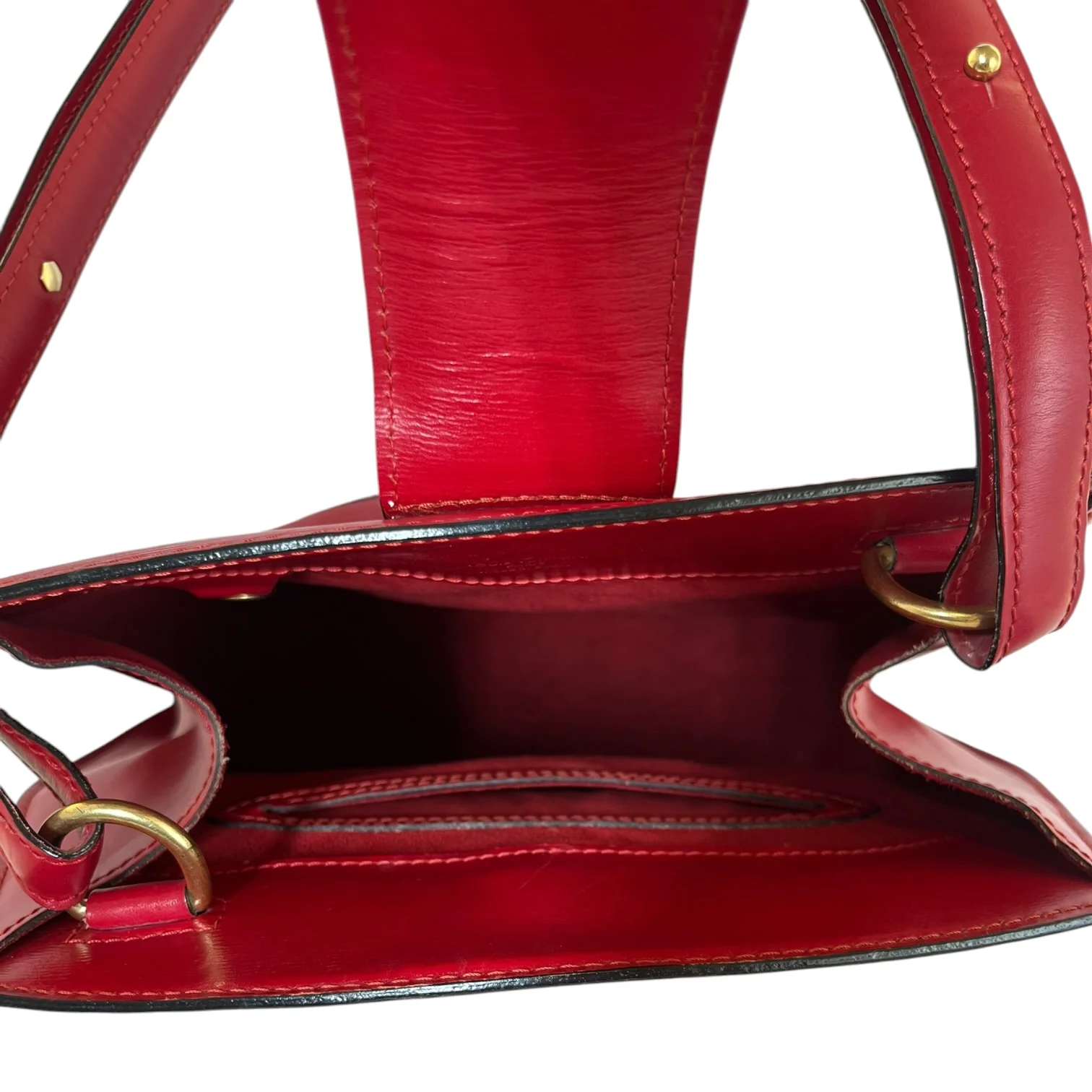 LOUIS VUITTON/Basket Bag/Leather/RED/GOLD TURN LOCK