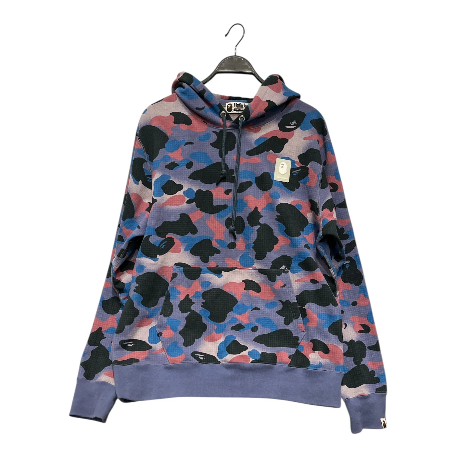 A BATHING APE/Hoodie/XL/Camouflage/Cotton/PPL/grid camo purple