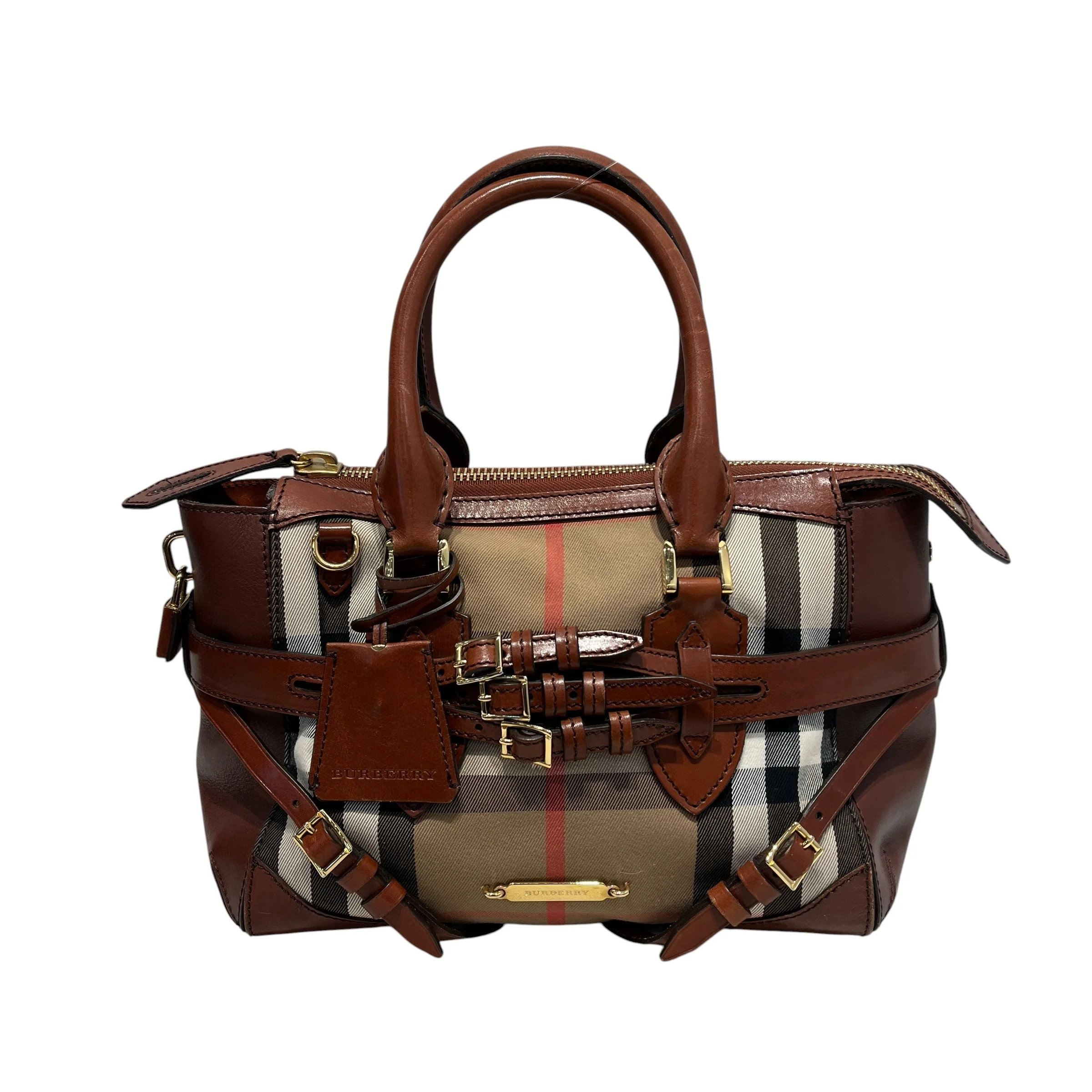 BURBERRY LONDON/Tote Bag/Plaid/Leather/BRW/GLADSTONE NOVACHECK BAG