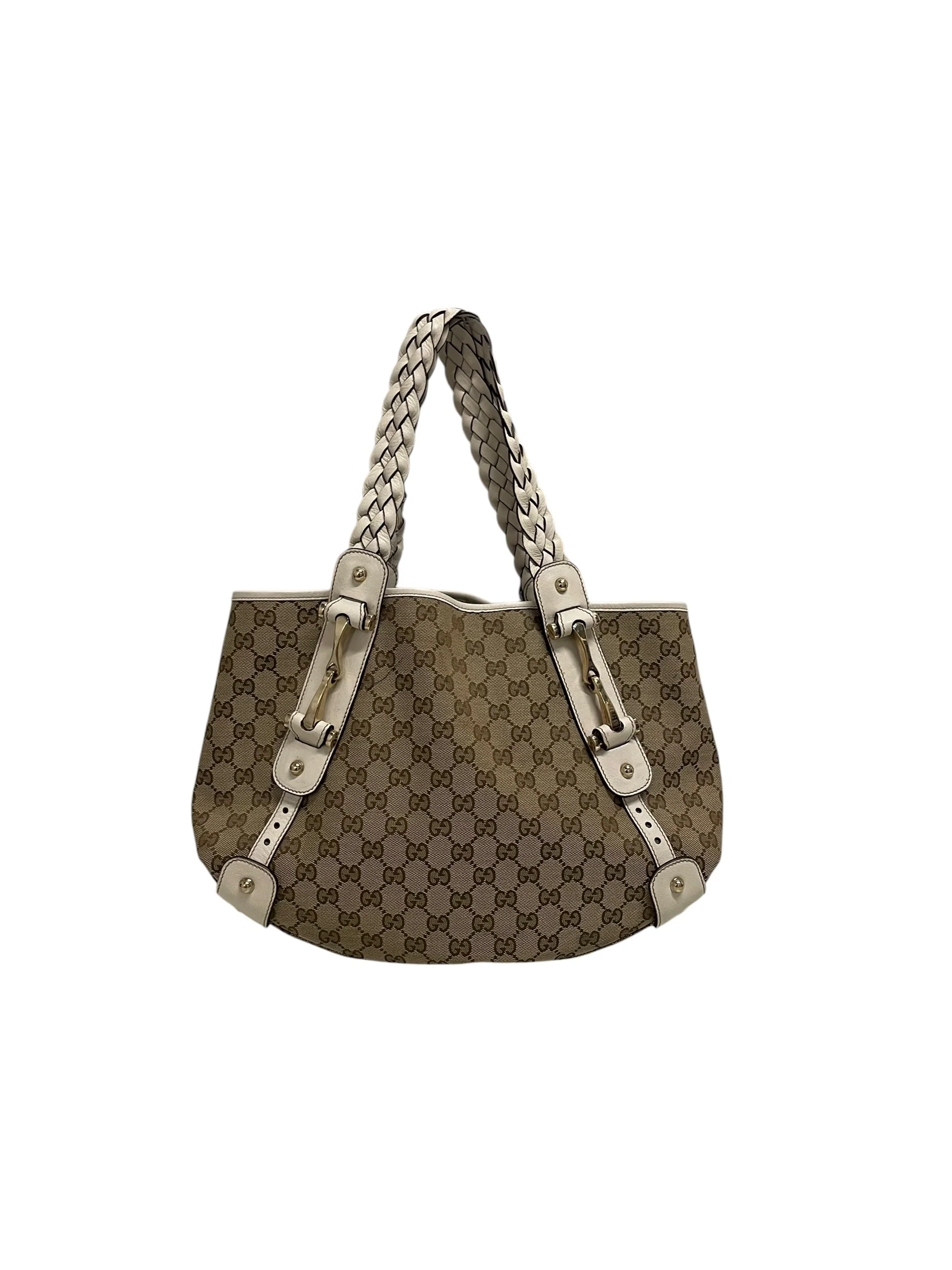 GUCCI/Tote Bag/Monogram/BEG/GG/ HORSEBIT/ BRAIDED HANDLE