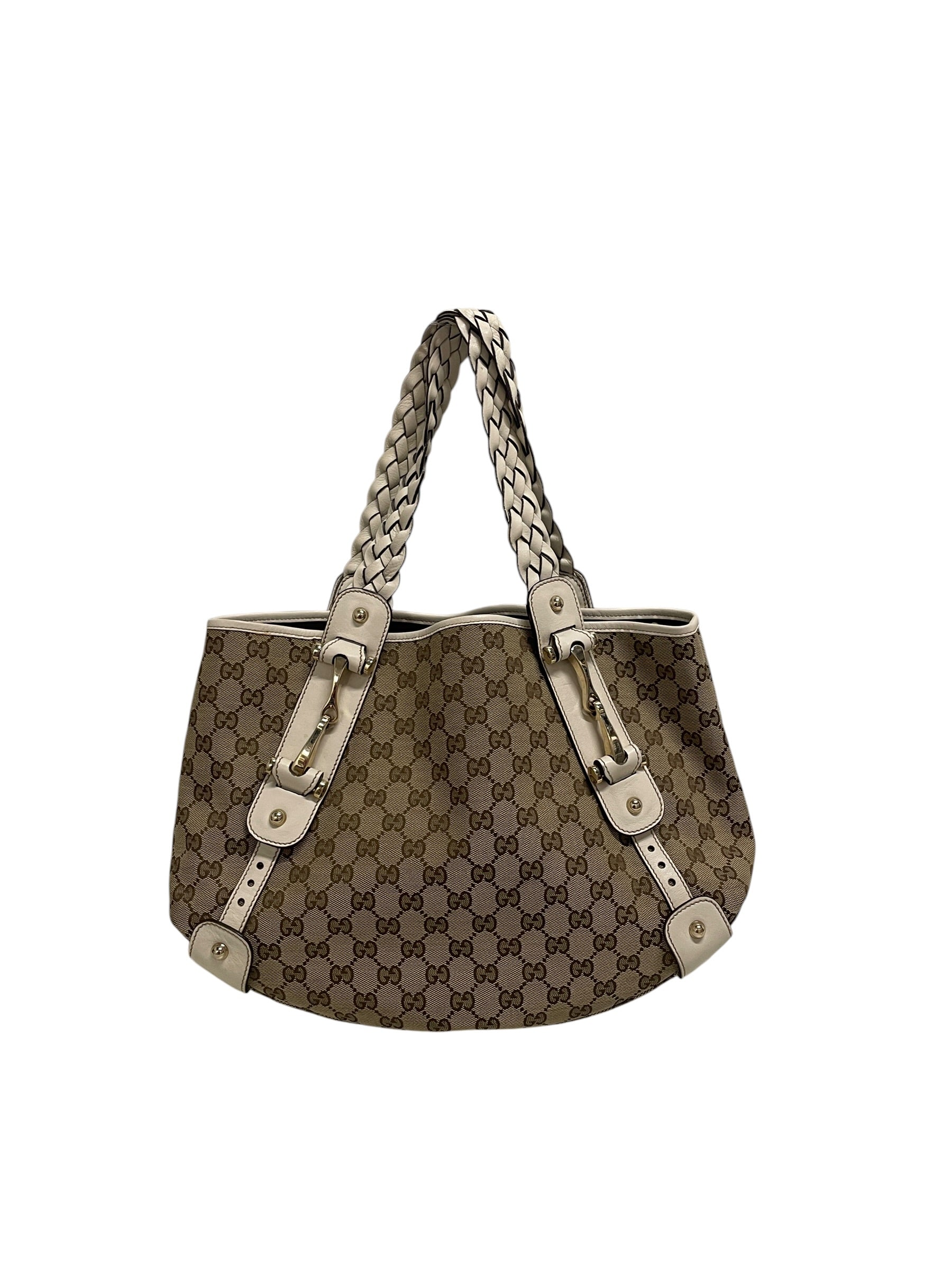 GUCCI/Tote Bag/Monogram/BEG/GG/ HORSEBIT/ BRAIDED HANDLE