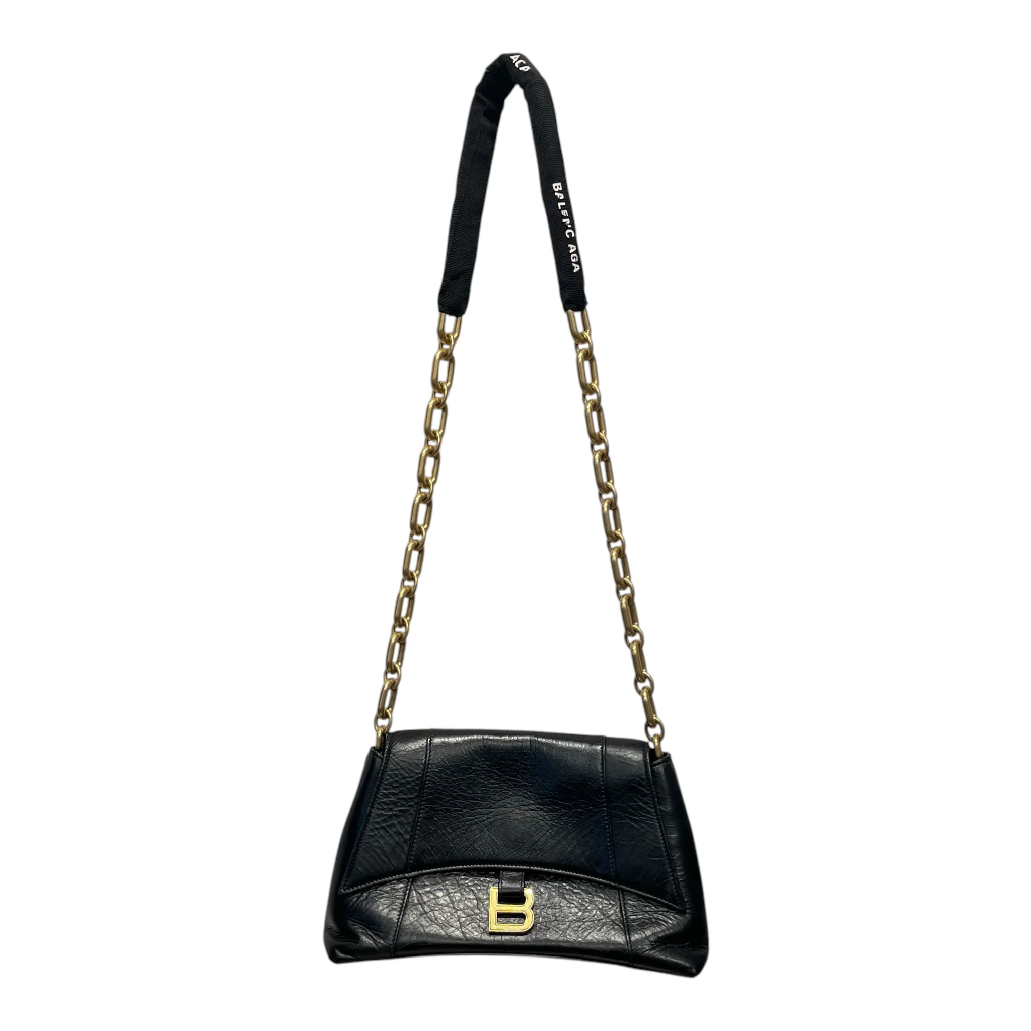 BALENCIAGA/Hand Bag/Leather/BLK/DOWNTOWN HOURGLASS