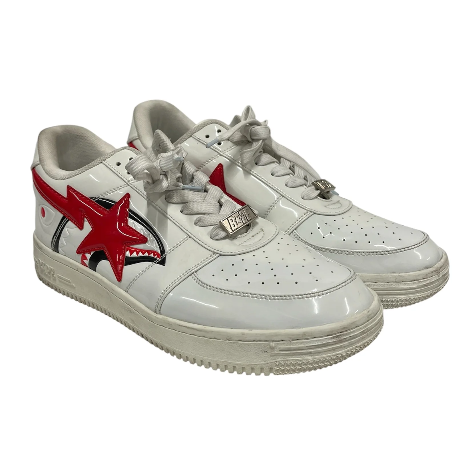 BAPE STA!/Low-Sneakers/US 13/Graphic/WHT/shark face WGM