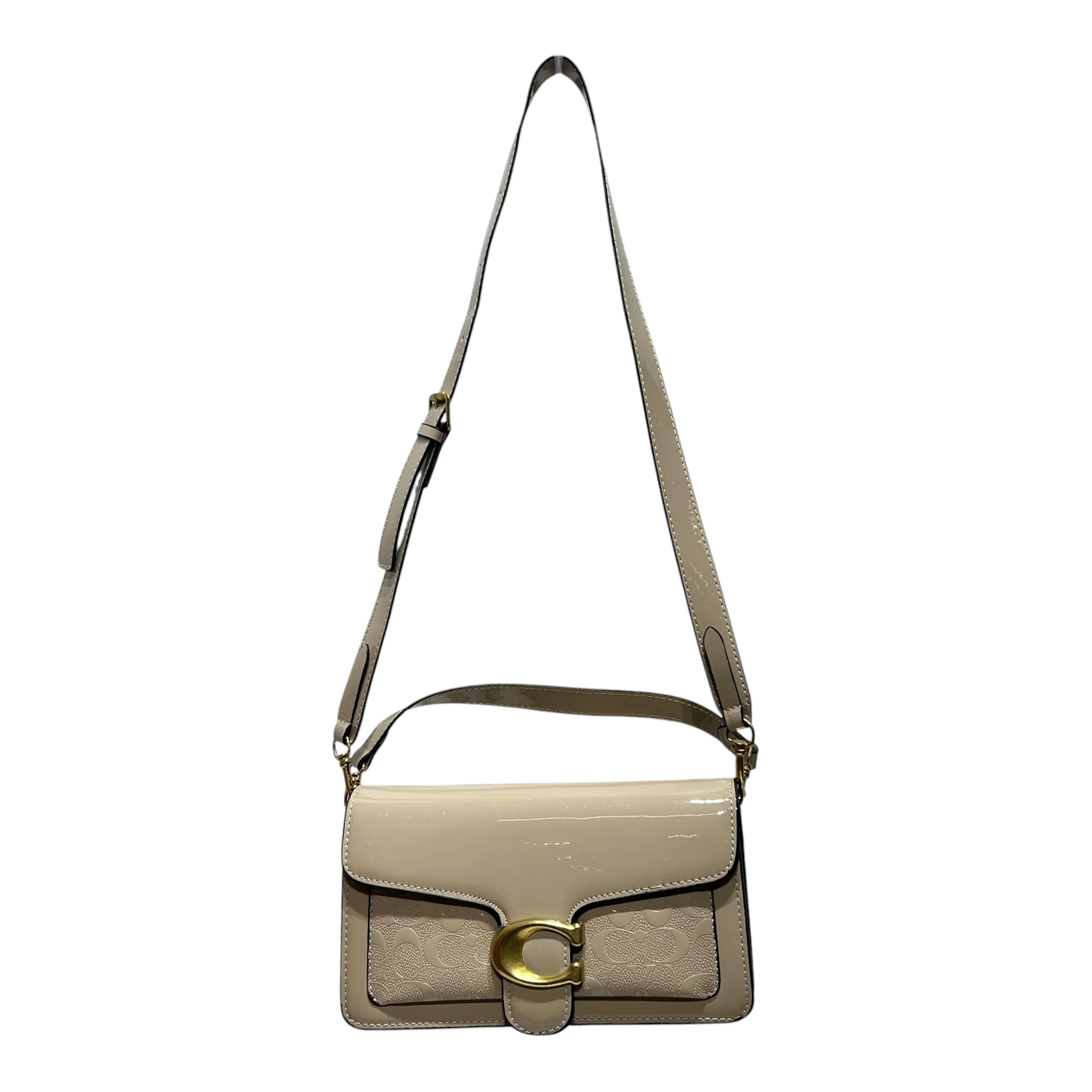 COACH/Cross Body Bag/BEG/PATENT LEATH GLD HRDWRE