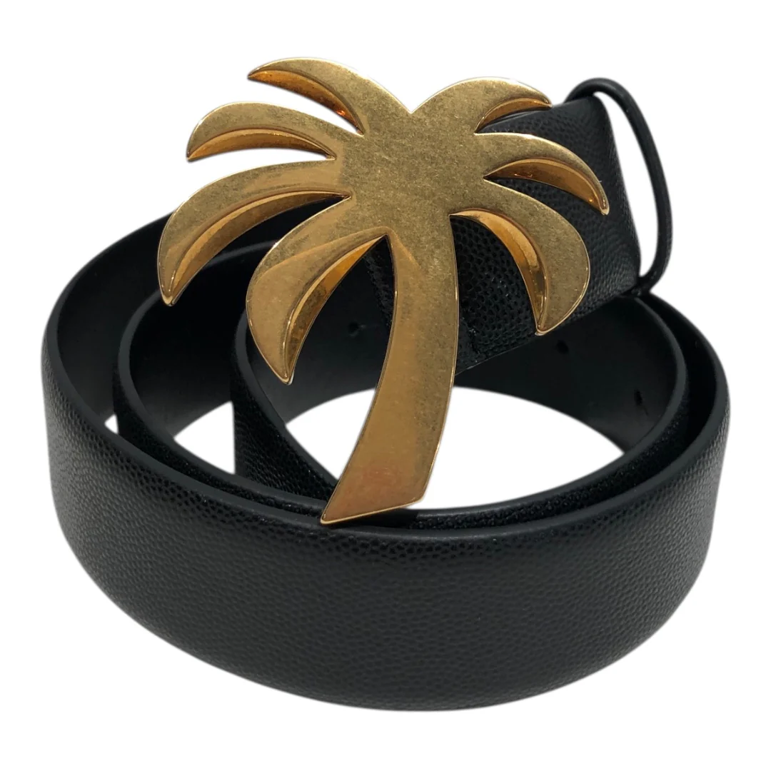 Palm Angels/Belt/Leather/BLK/Gold Palm Tree Buckle