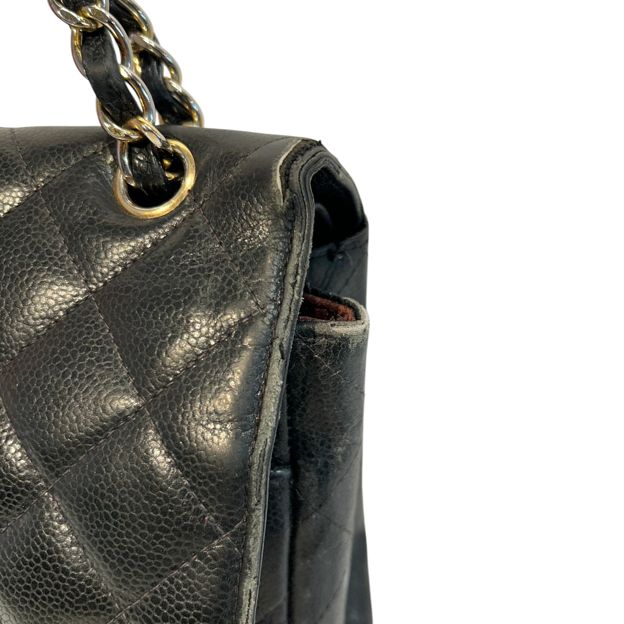 CHANEL/Hand Bag/Leather/BLK/Maxi Duouble flap