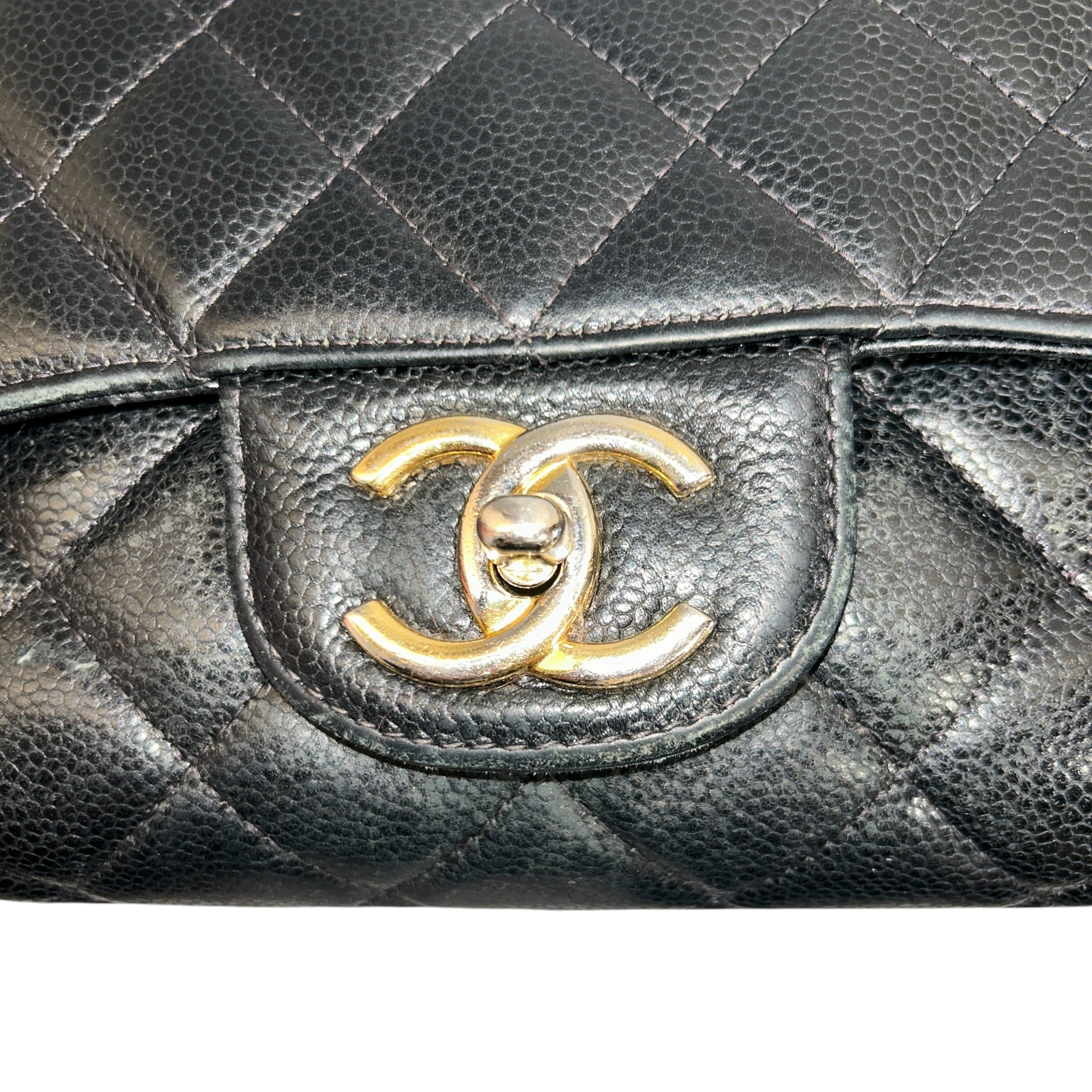 CHANEL/Hand Bag/Leather/BLK/Maxi Duouble flap