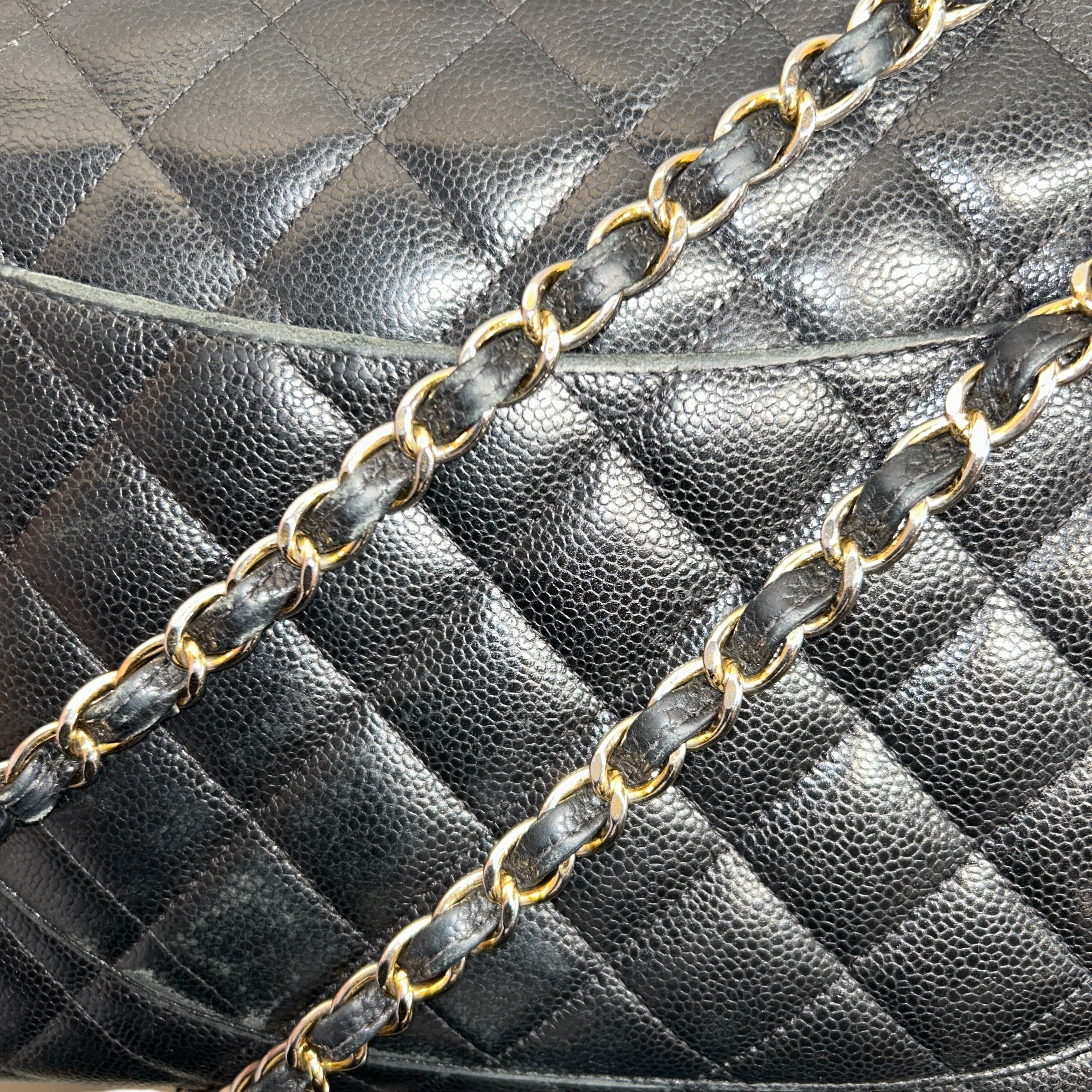 CHANEL/Hand Bag/Leather/BLK/Maxi Duouble flap