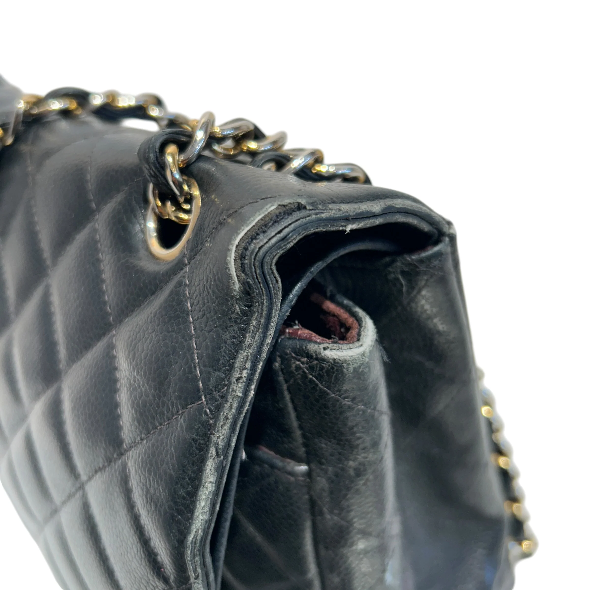 CHANEL/Hand Bag/Leather/BLK/Maxi Duouble flap