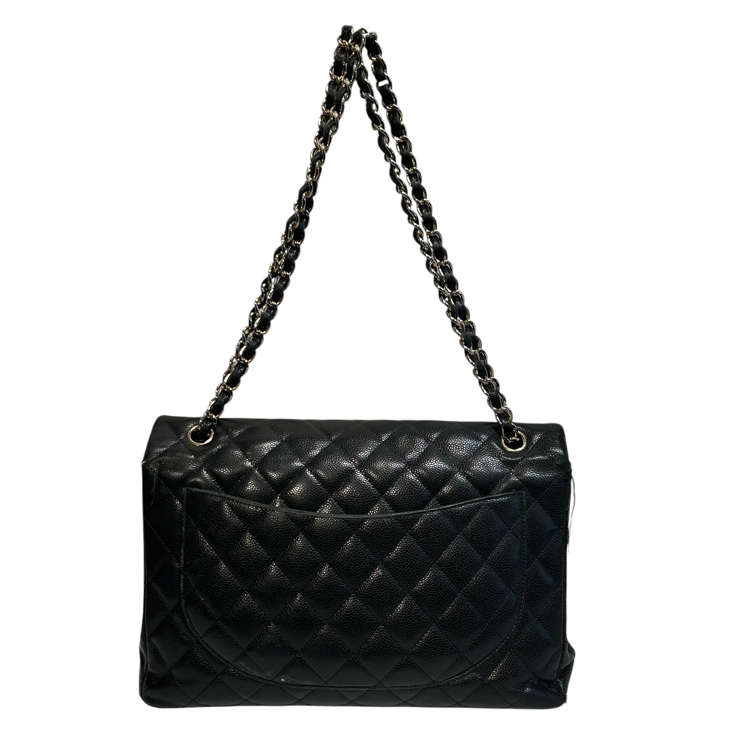 CHANEL/Hand Bag/Leather/BLK/Maxi Duouble flap