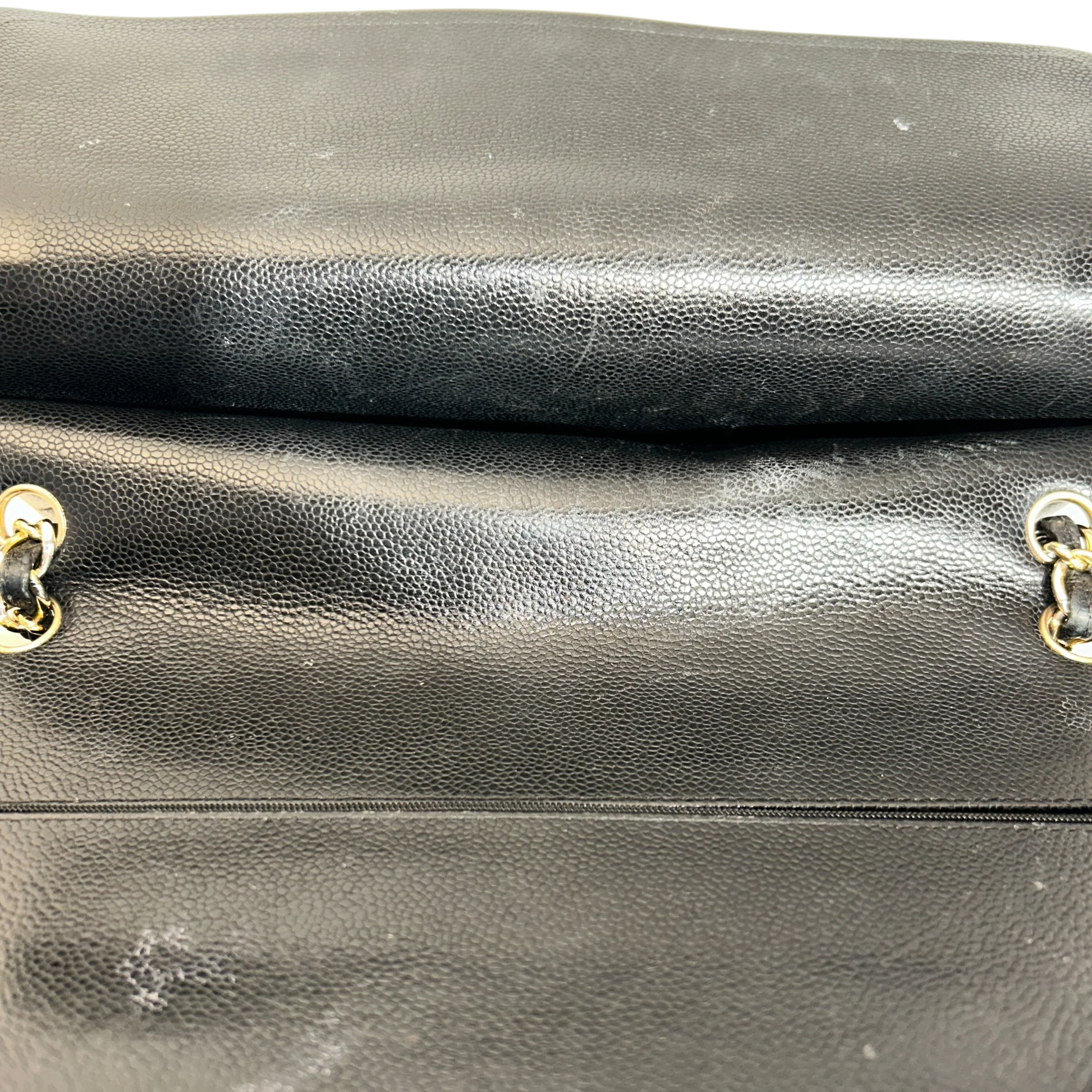 CHANEL/Hand Bag/Leather/BLK/Maxi Duouble flap