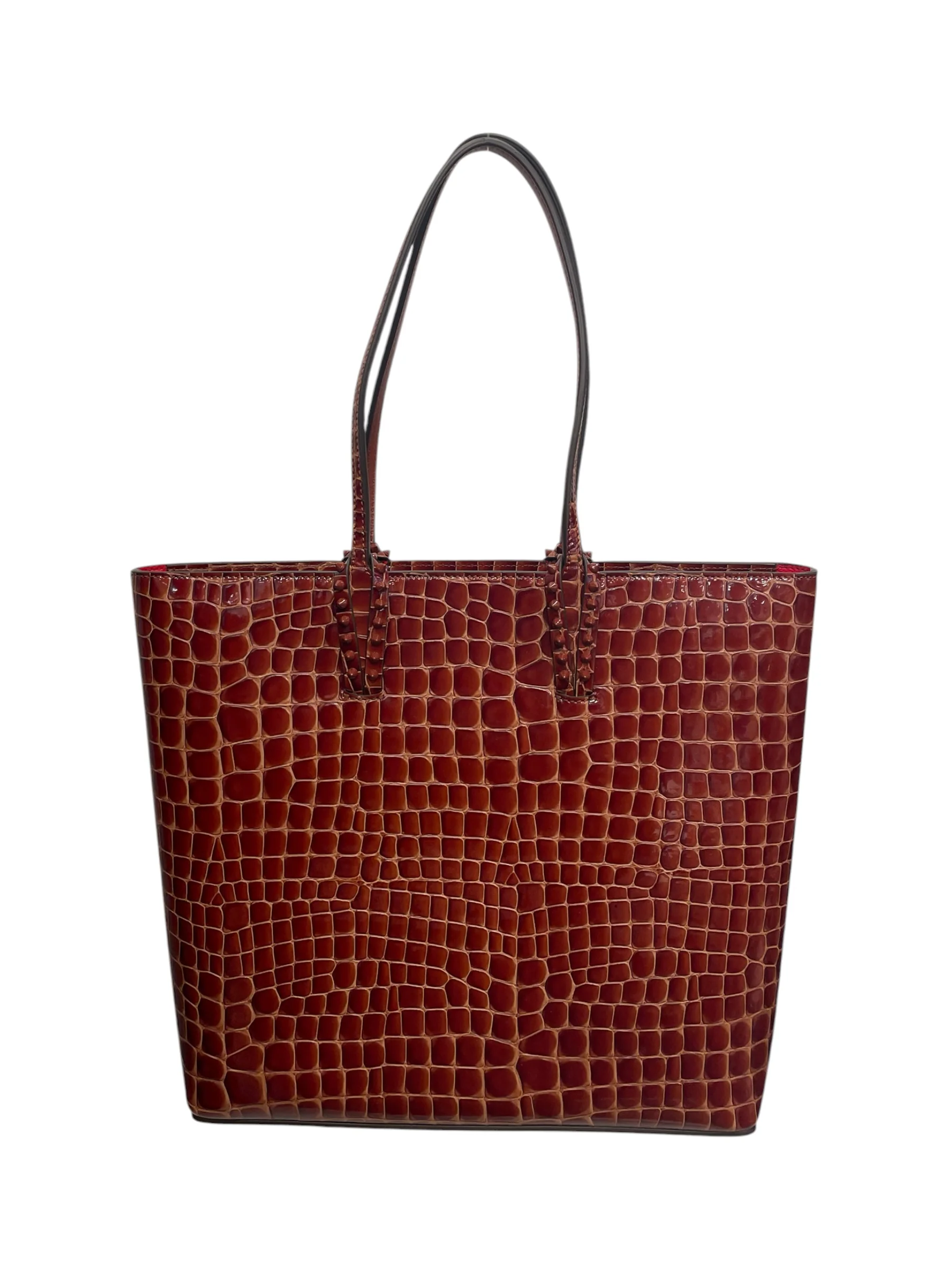 Christian Louboutin/Tote Bag/Animal Pattern/Leather/BRW/SPIKE DETAILS