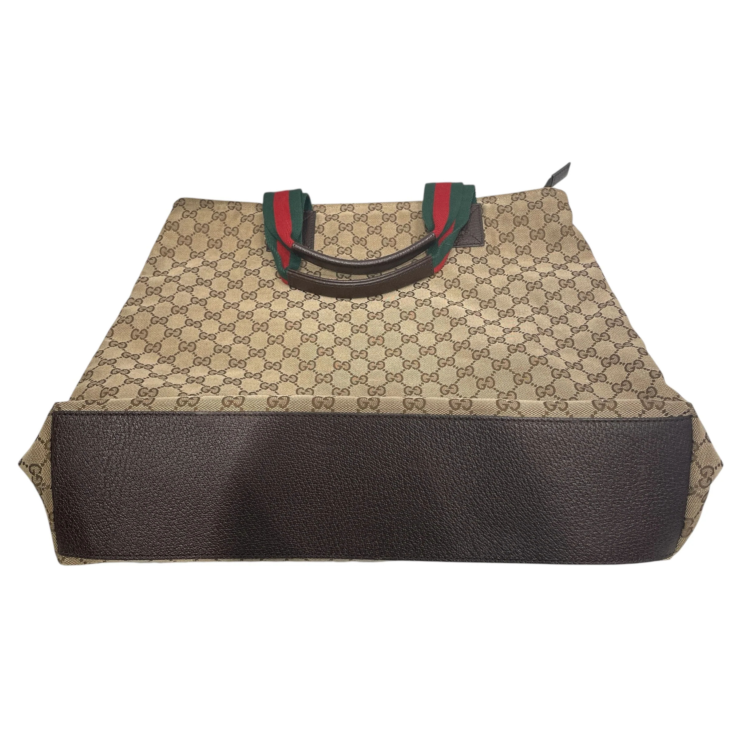 GUCCI/Tote Bag/Monogram/Cotton/CML/LARGE TOTE/GREEN STRAP W RED