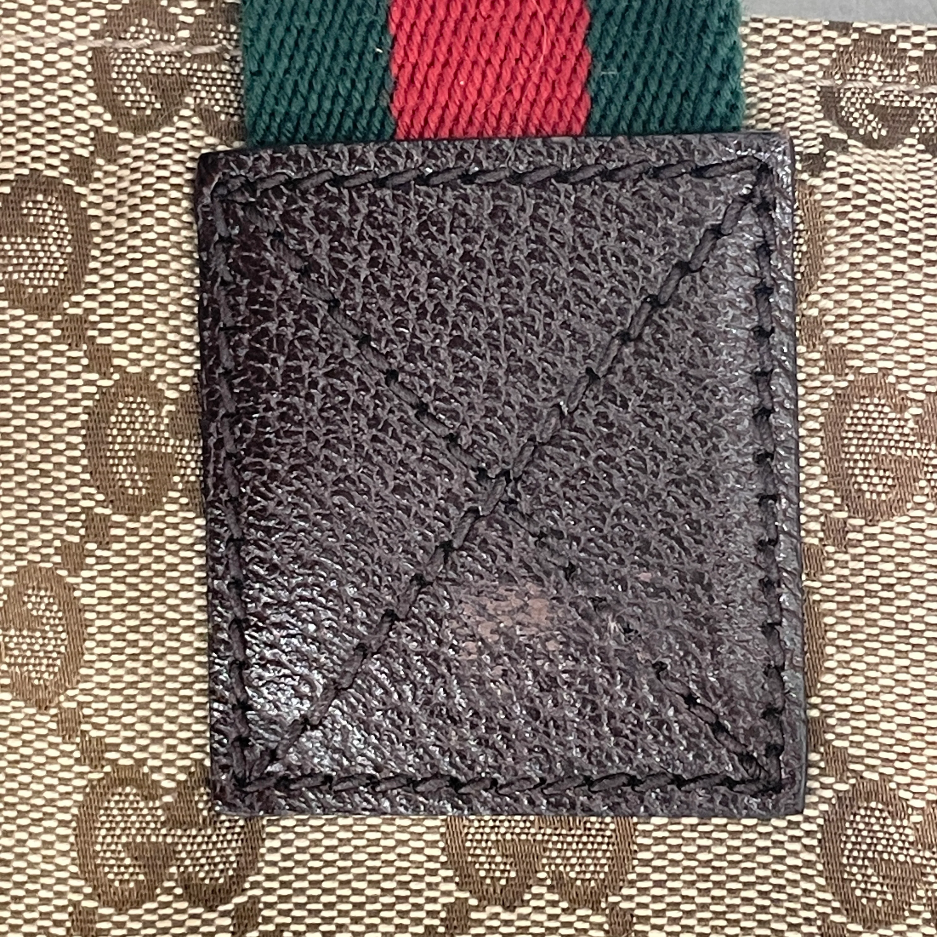 GUCCI/Tote Bag/Monogram/Cotton/CML/LARGE TOTE/GREEN STRAP W RED