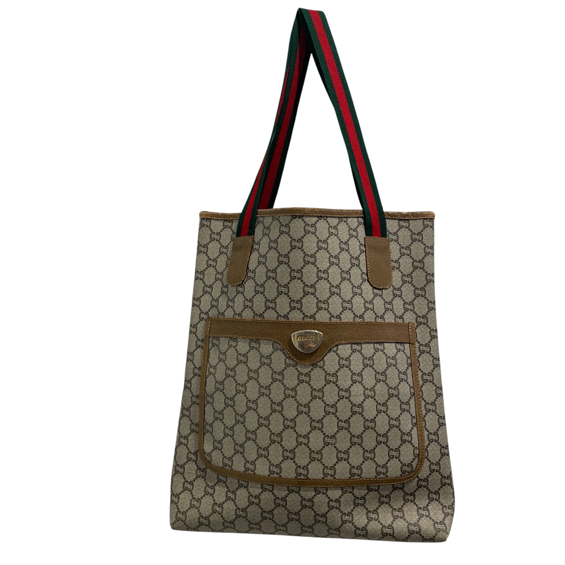 GUCCI/Tote Bag/Monogram/Leather/CML/1970s Gucci Plus GG Tote