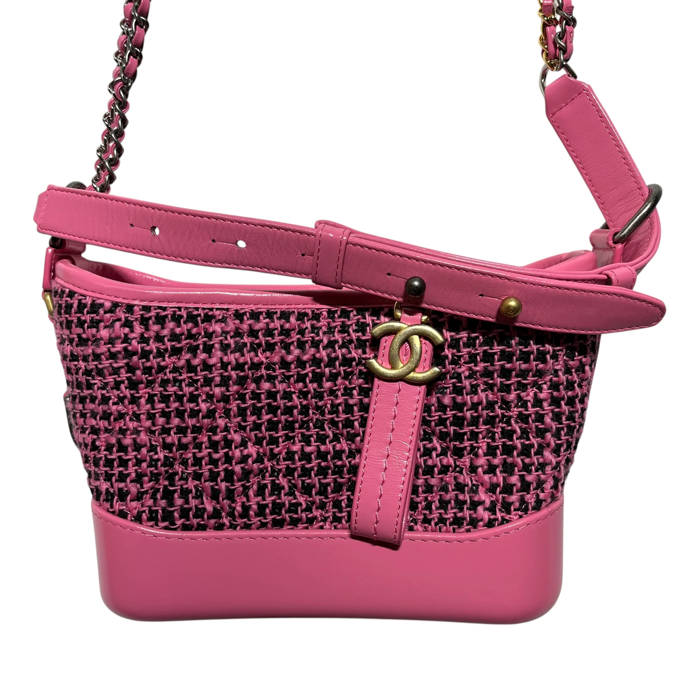 CHANEL/Cross Body Bag/Leather/PNK/CALFSKIN TWEED GABRIELLE