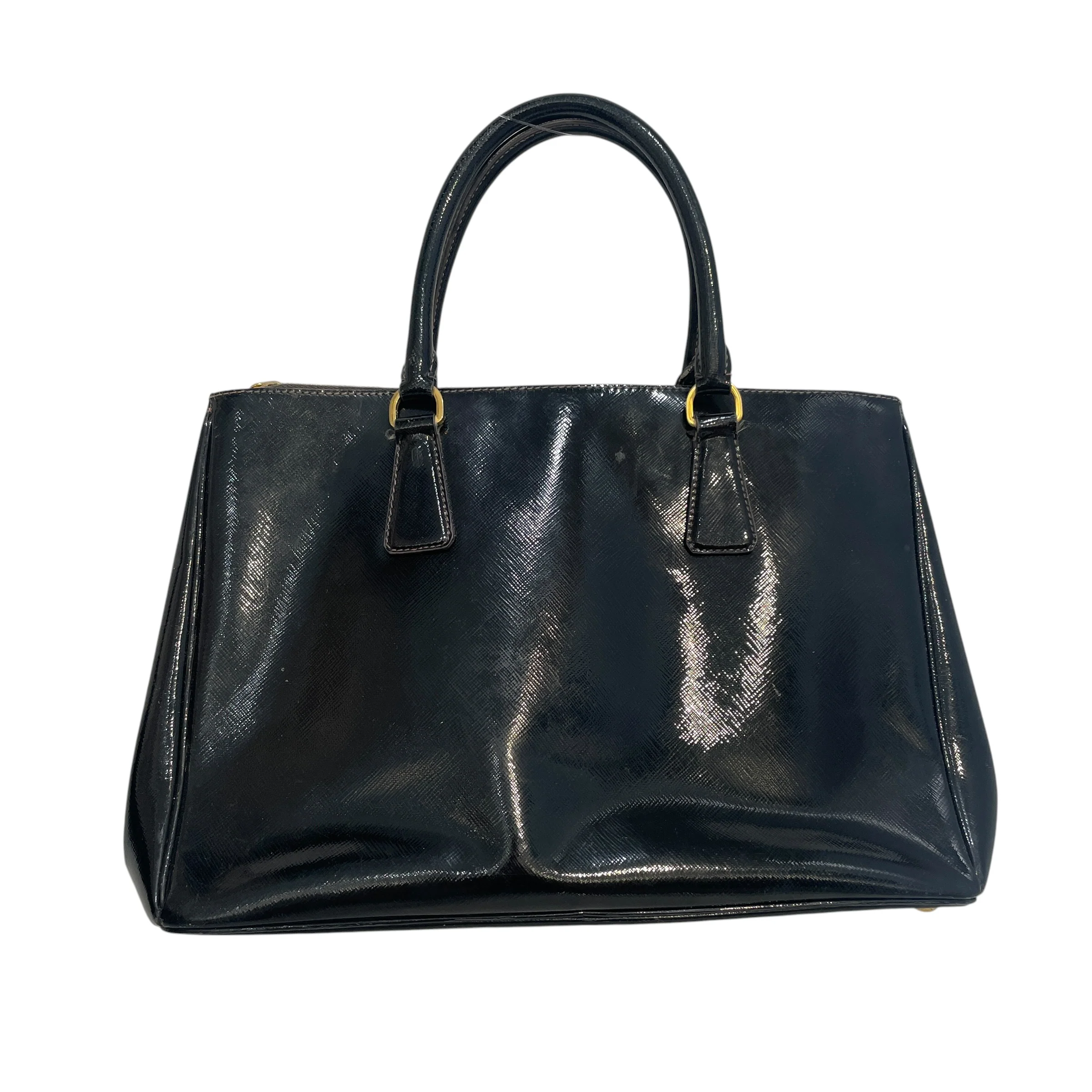 PRADA/Bag/Leather/BLK/Saffiano Vernice leather small