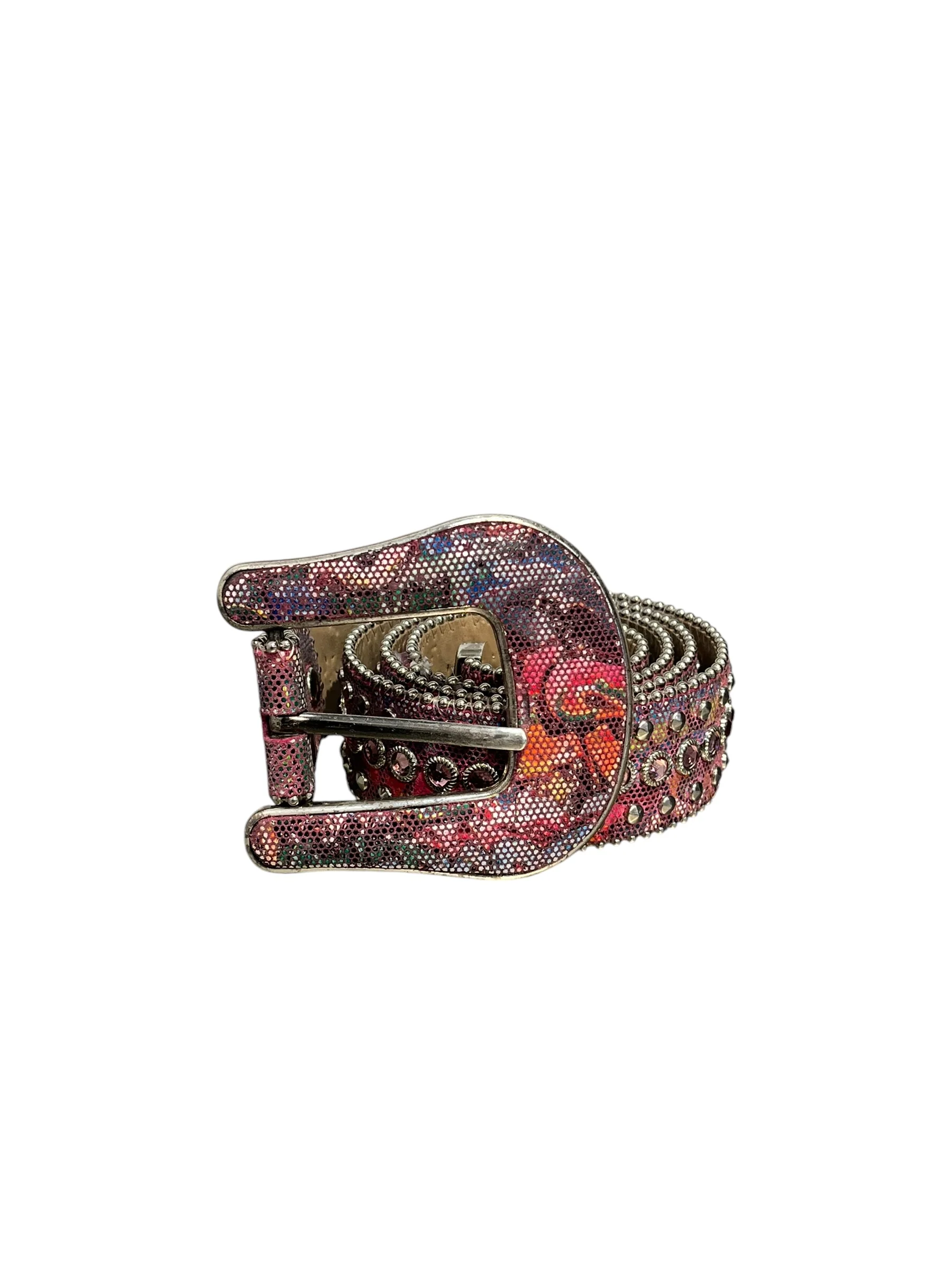 b.b.simon/Belt/Leather/PNK/graffiti  snake