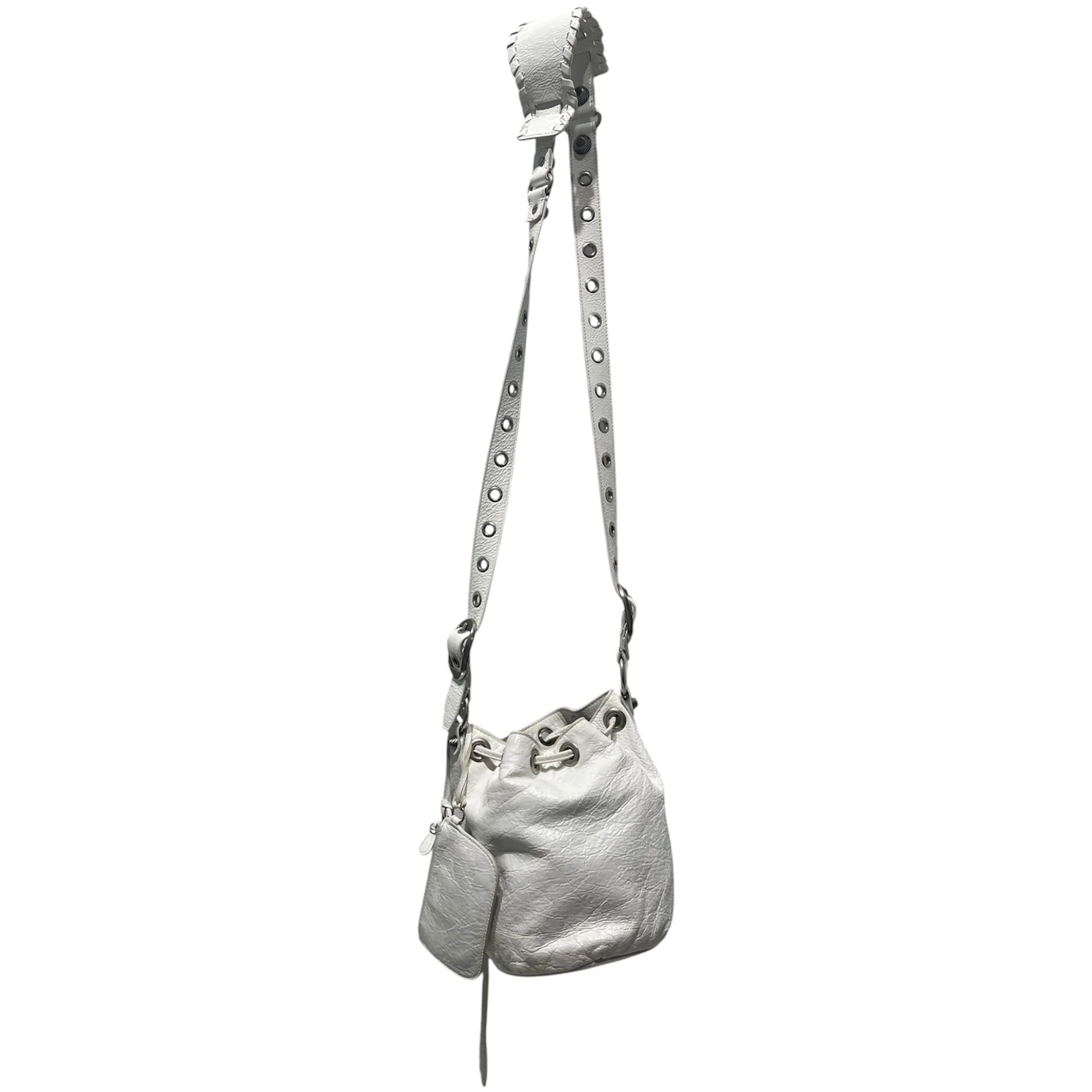 BALENCIAGA/Cross Body Bag/Leather/WHT/Le Cagole XS Bucket