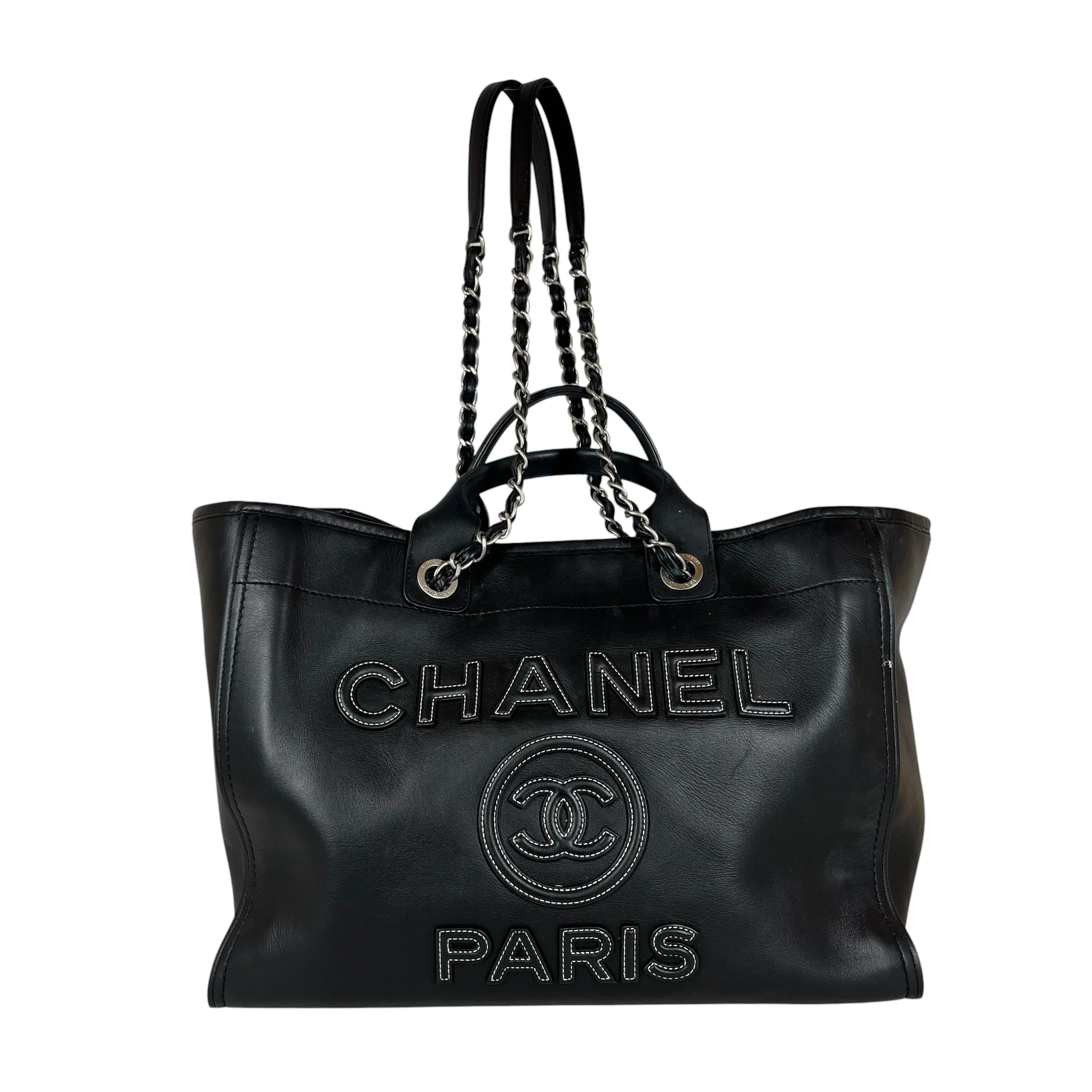CHANEL/Tote Bag/Leather/BLK/MEDIUM DEAUVILLE TOTE