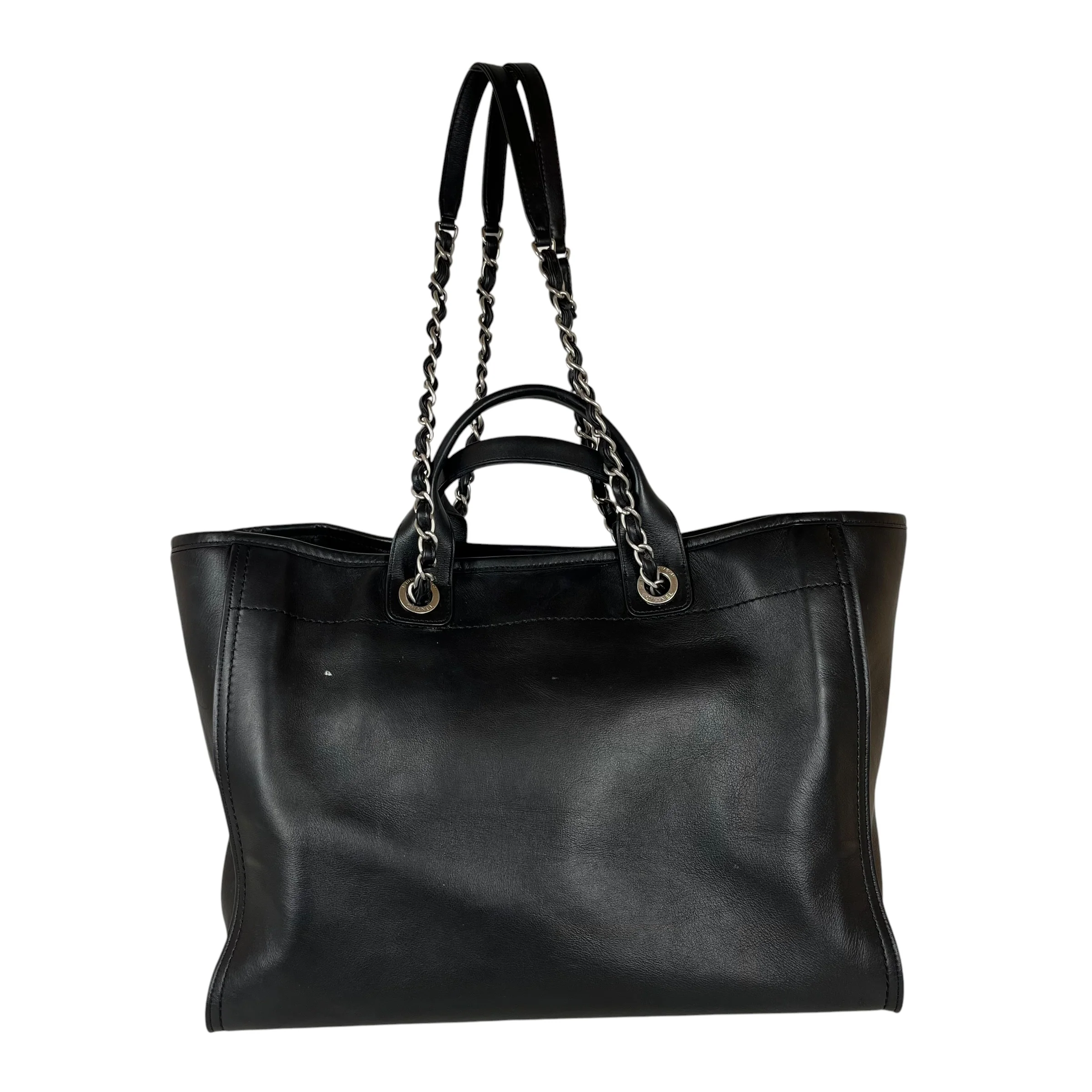 CHANEL/Tote Bag/Leather/BLK/MEDIUM DEAUVILLE TOTE