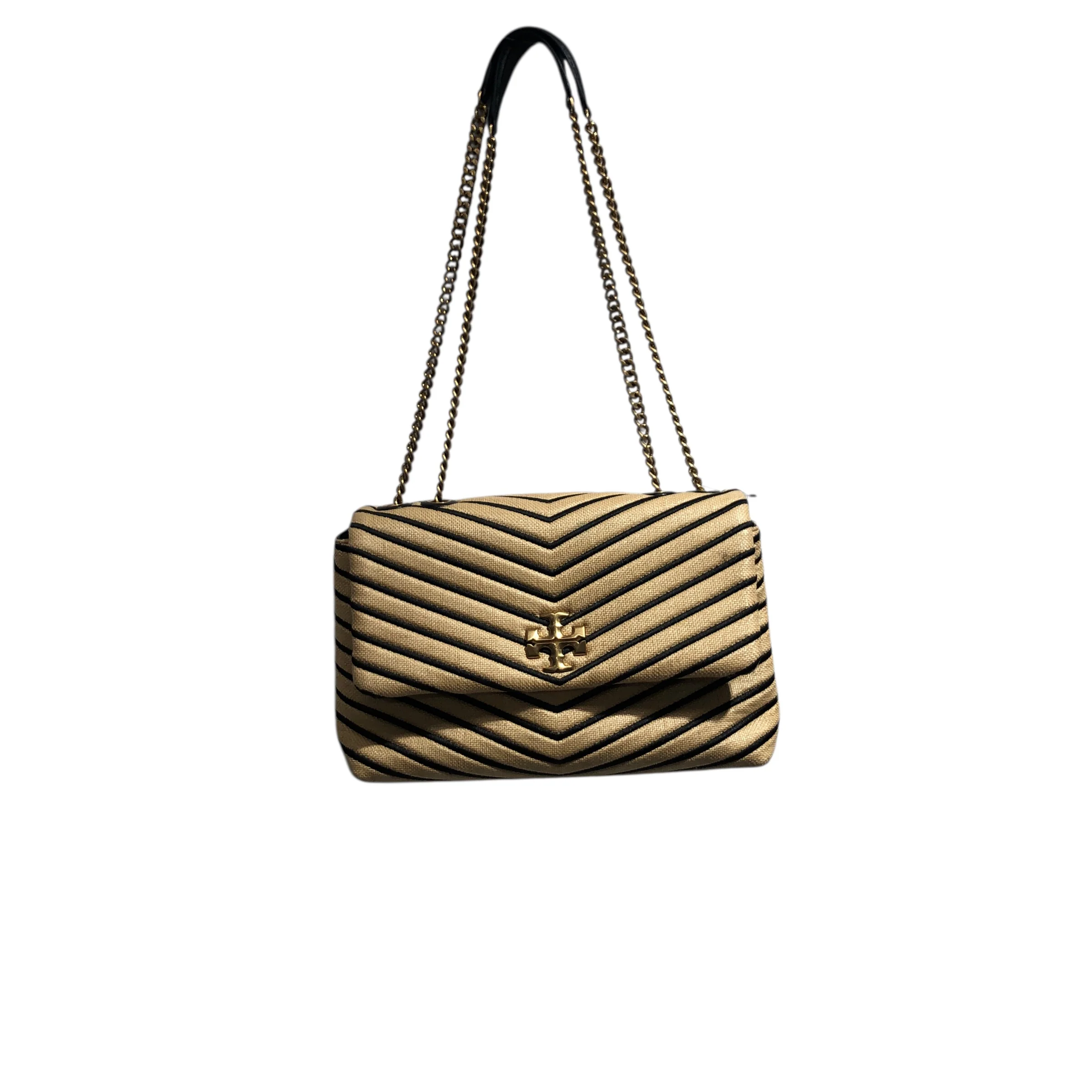 TORY BURCH/Cross Body Bag/Stripe/Leather/BEG/Kira Chevron Shoulder Bag