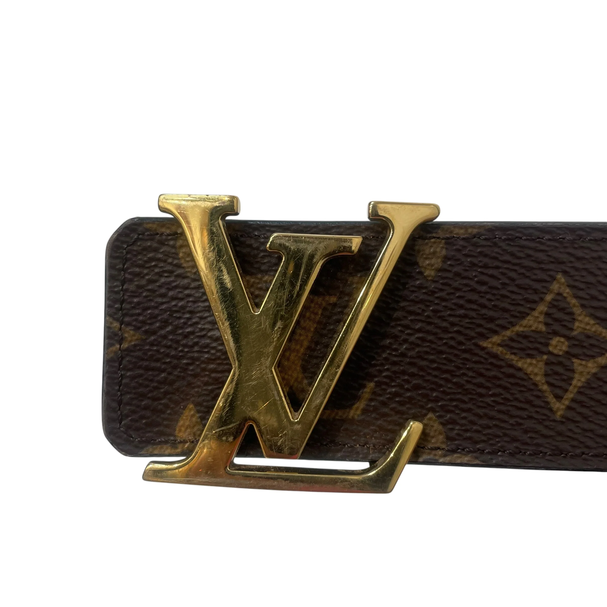 LOUIS VUITTON/Belt/Monogram/Leather/BRW/LV Initials Reversable