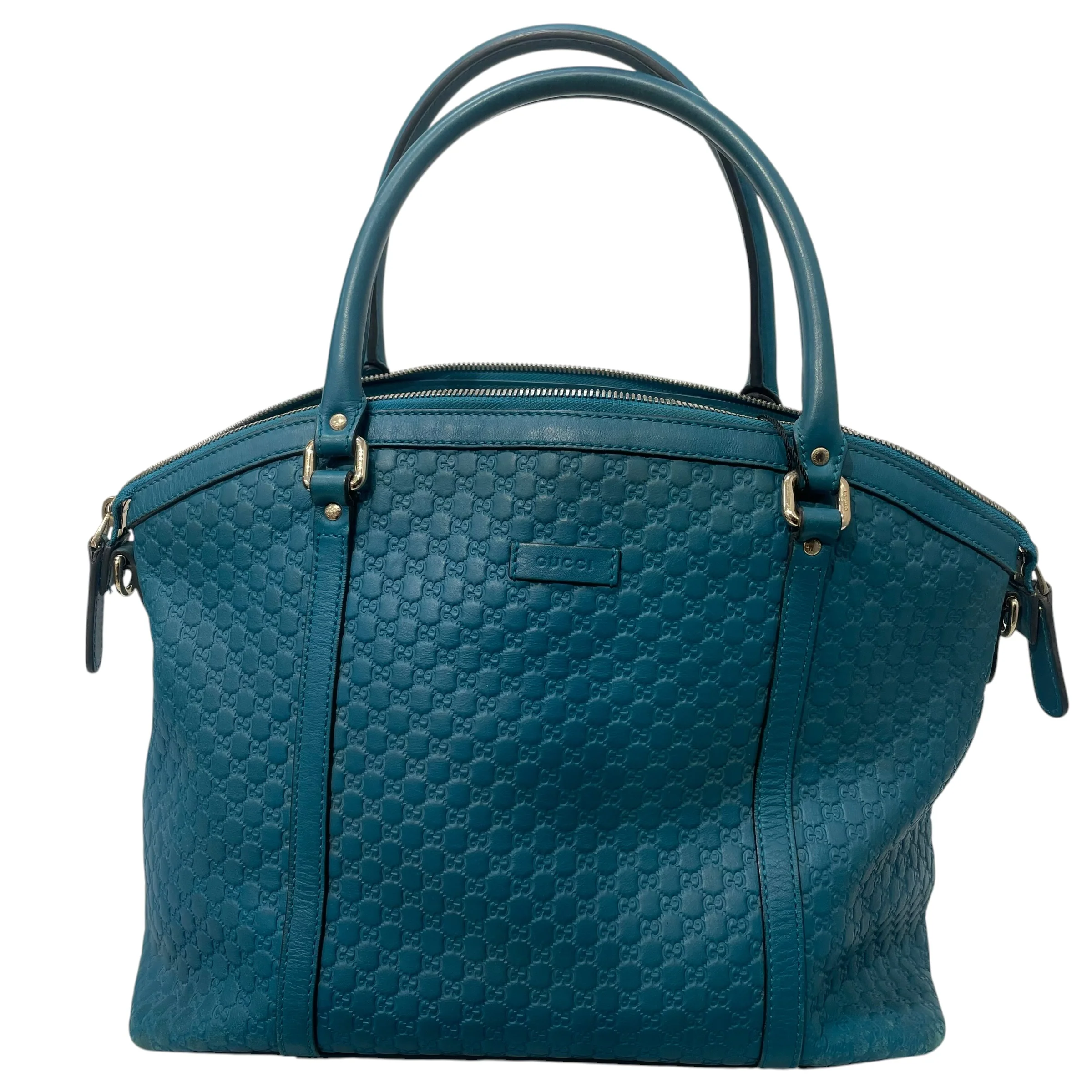 GUCCI/Hand Bag/Monogram/Leather/BLU/Microguccissima Dome Satchel