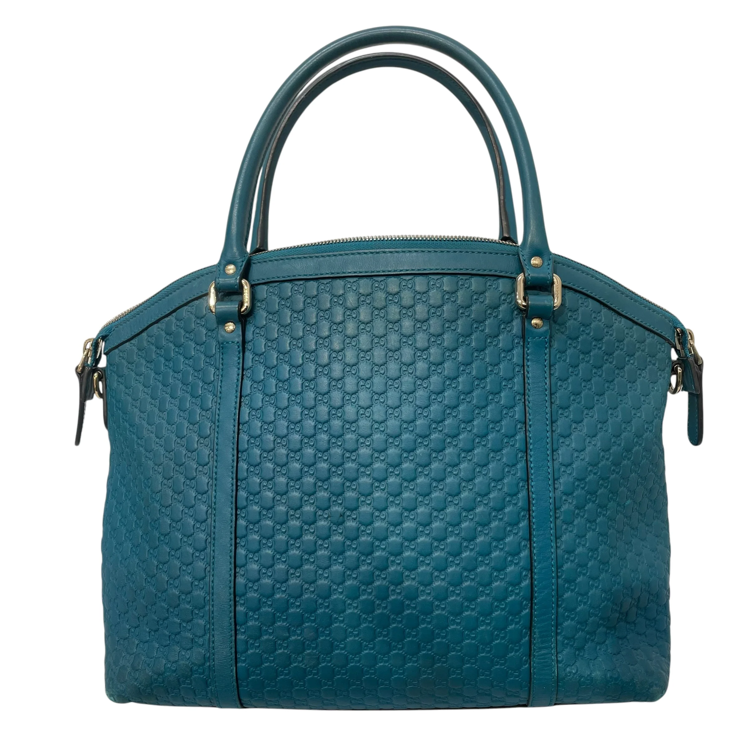 GUCCI/Hand Bag/Monogram/Leather/BLU/Microguccissima Dome Satchel