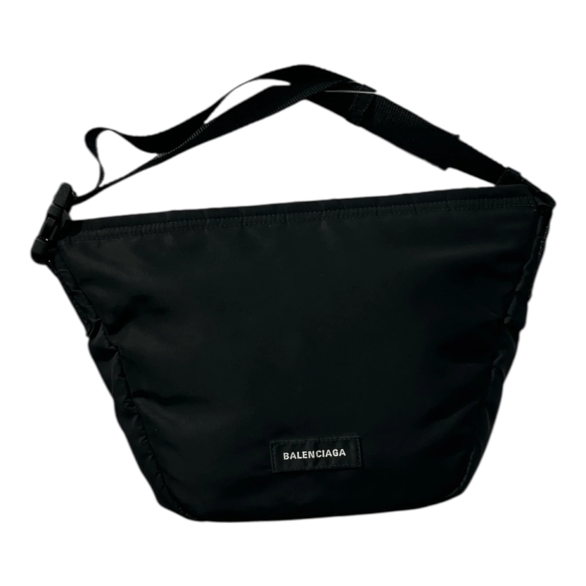 BALENCIAGA/Cross Body Bag/Nylon/BLK/TRAPEZOID, ORANGE INSIDE