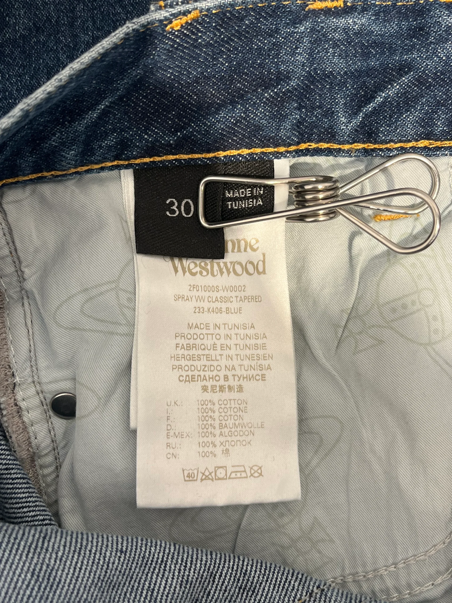 Vivienne Westwood/Pants/30/Cotton/IDG/VW PRINTED TAPERED DENIM