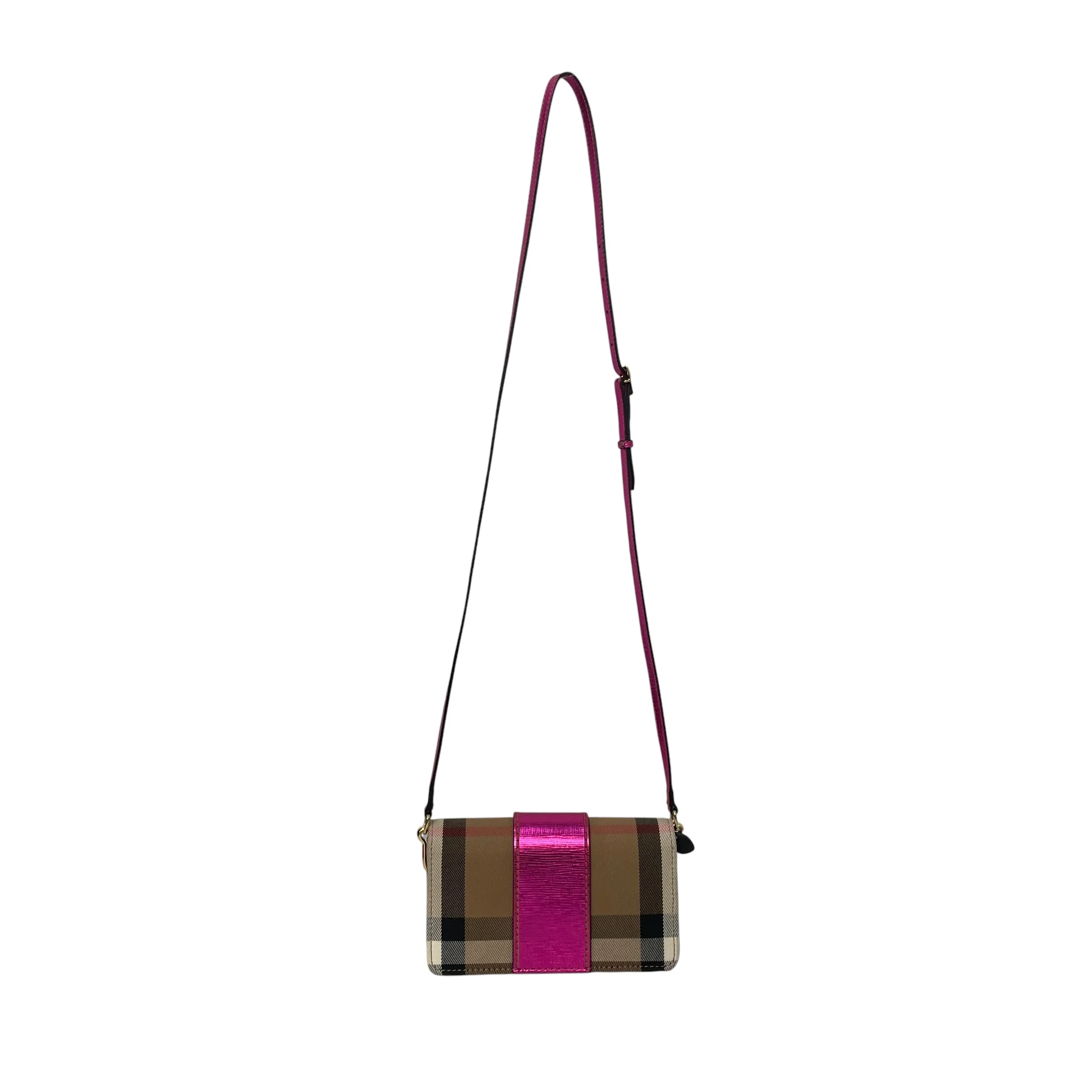 BURBERRY LONDON/Cross Body Bag/Plaid/Leather/MLT/Burberry Buckle House Check
